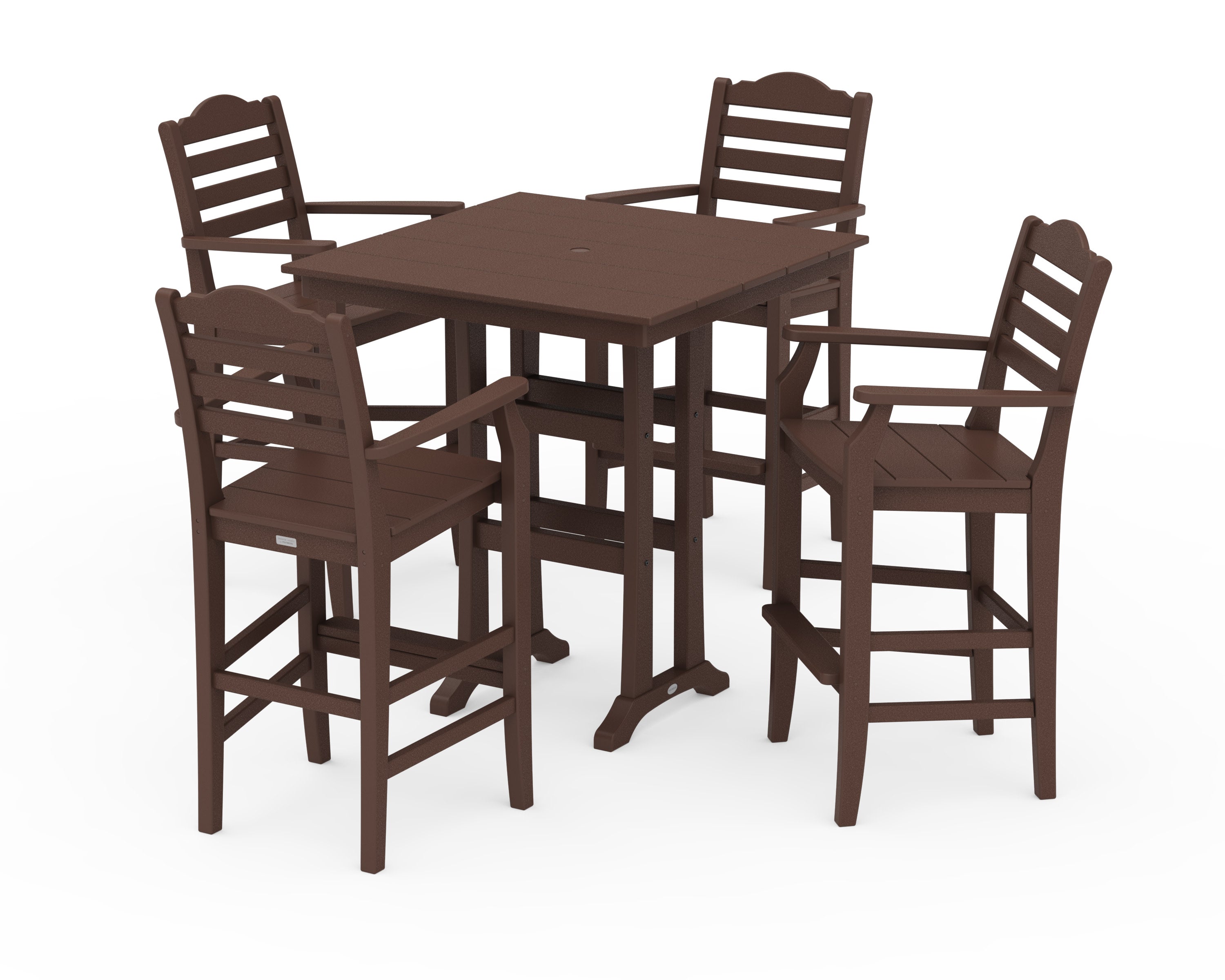 Savannah 5-Piece Farmhouse Bar Set with Trestle Legs in Mahogany