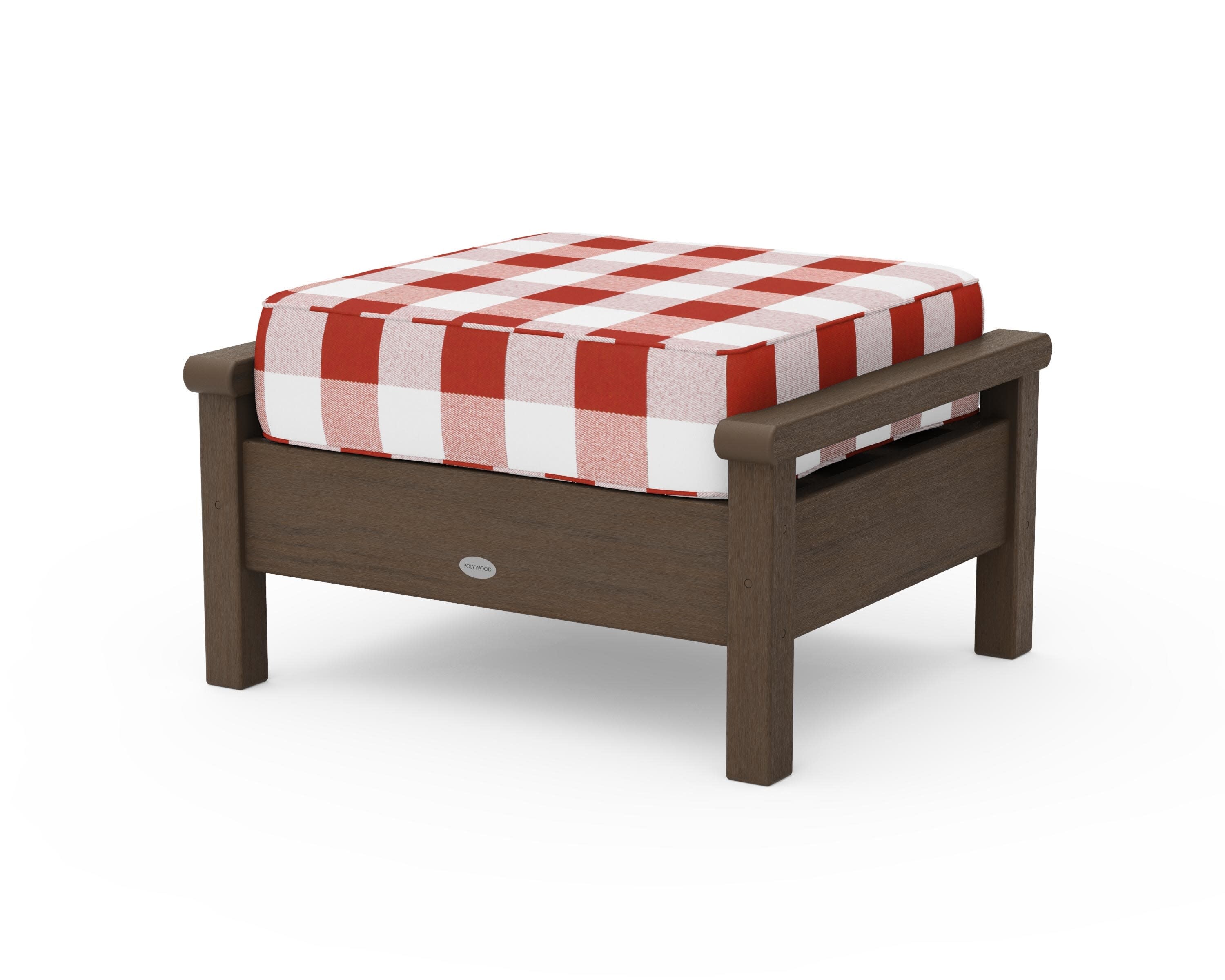 Harbour Deep Seating Ottoman in Kona / Buffalo Plaid Crimson