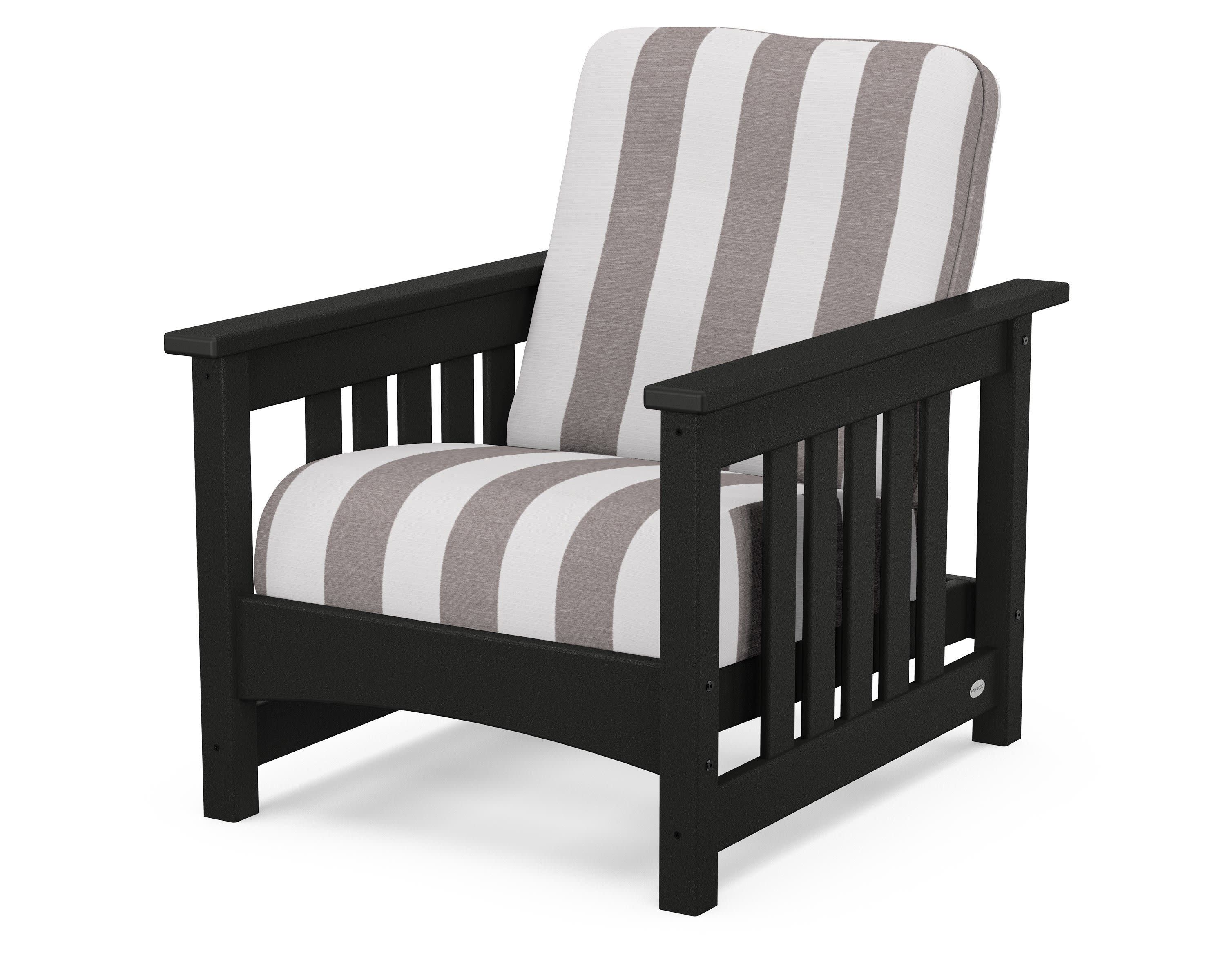 Club Mission Chair in Black / Cabana Stripe Grey Mist