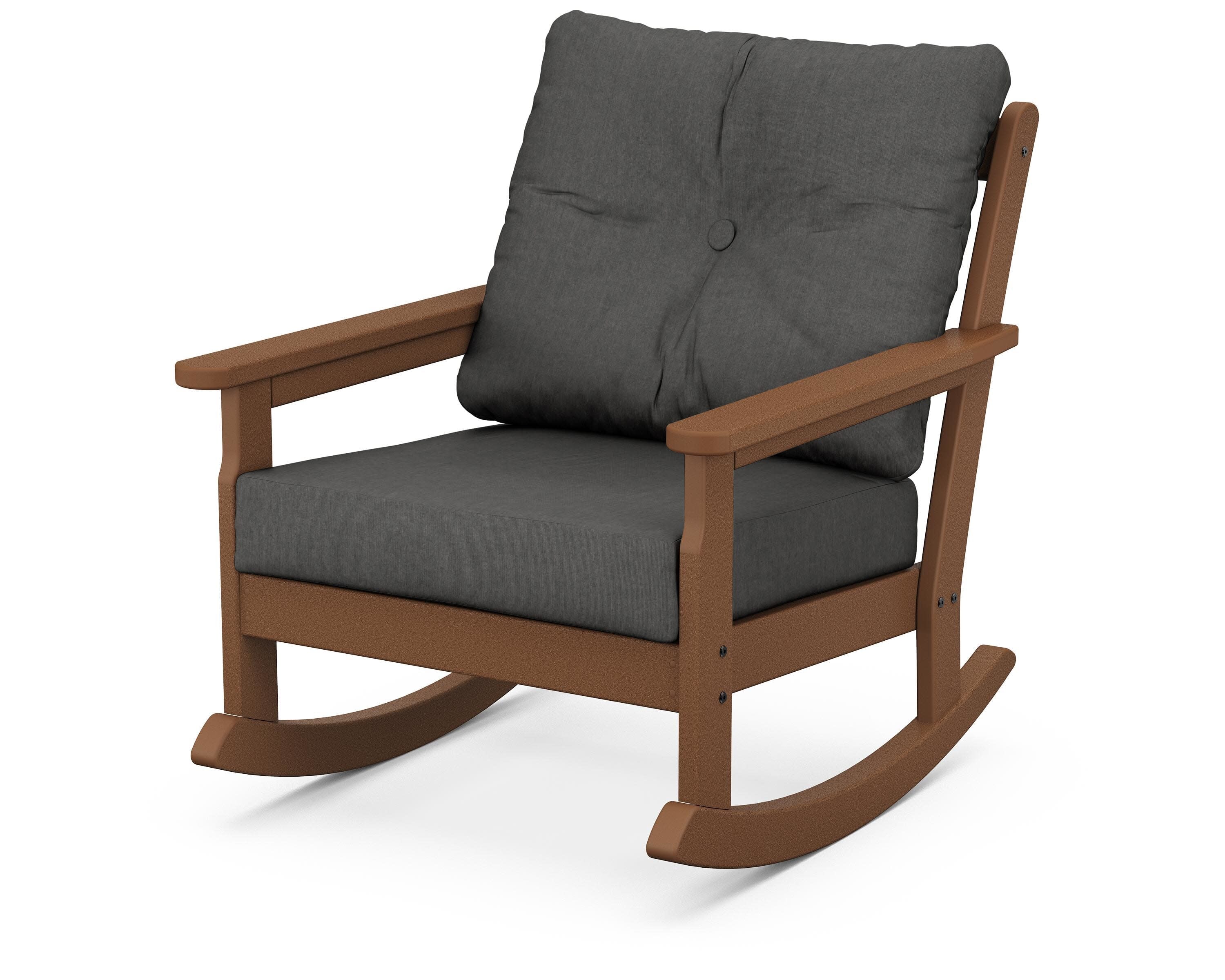 Vineyard Deep Seating Rocking Chair in Teak / Spectrum Carbon