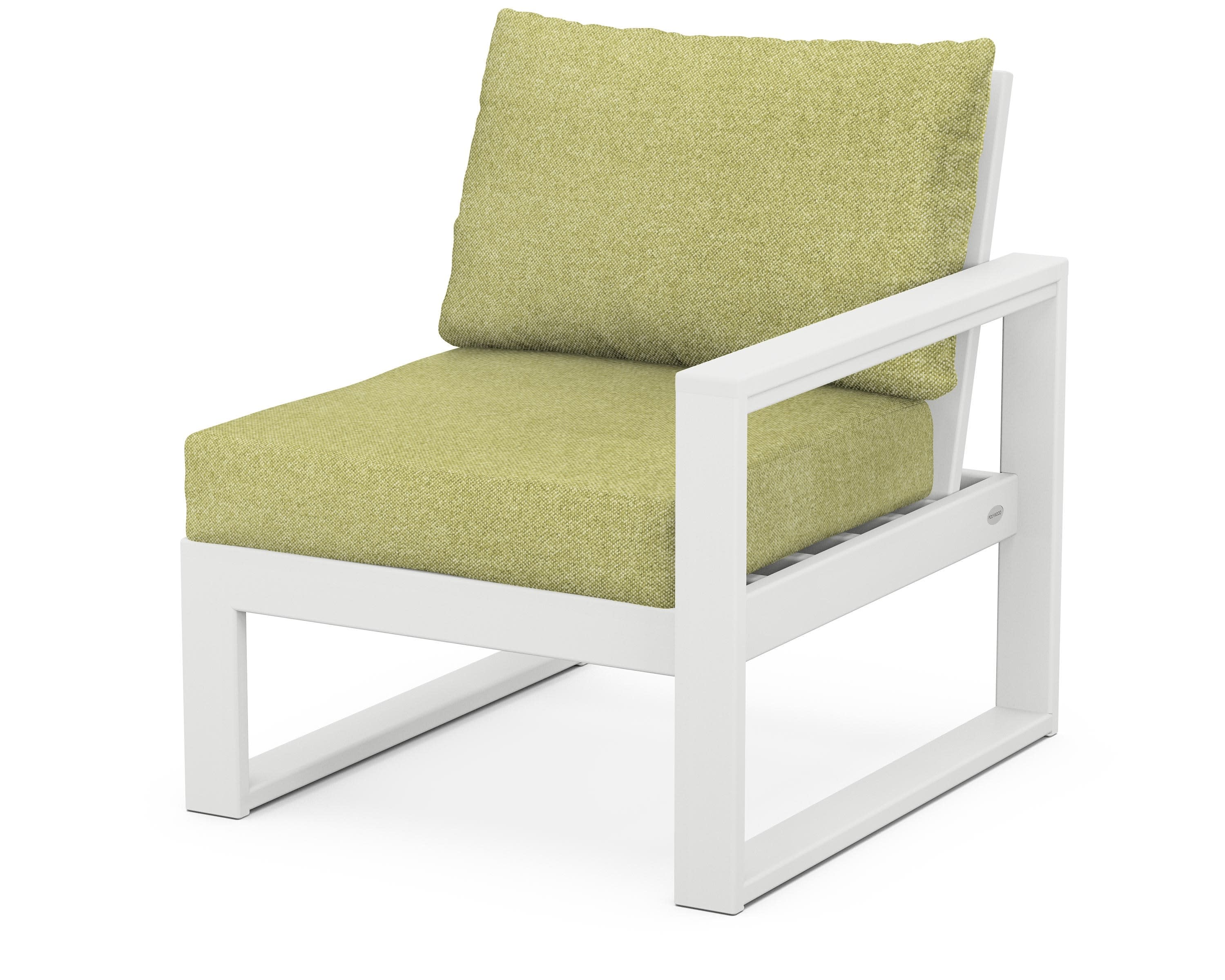 EDGE Modular Right Arm Chair in White / Chartreuse Boucle