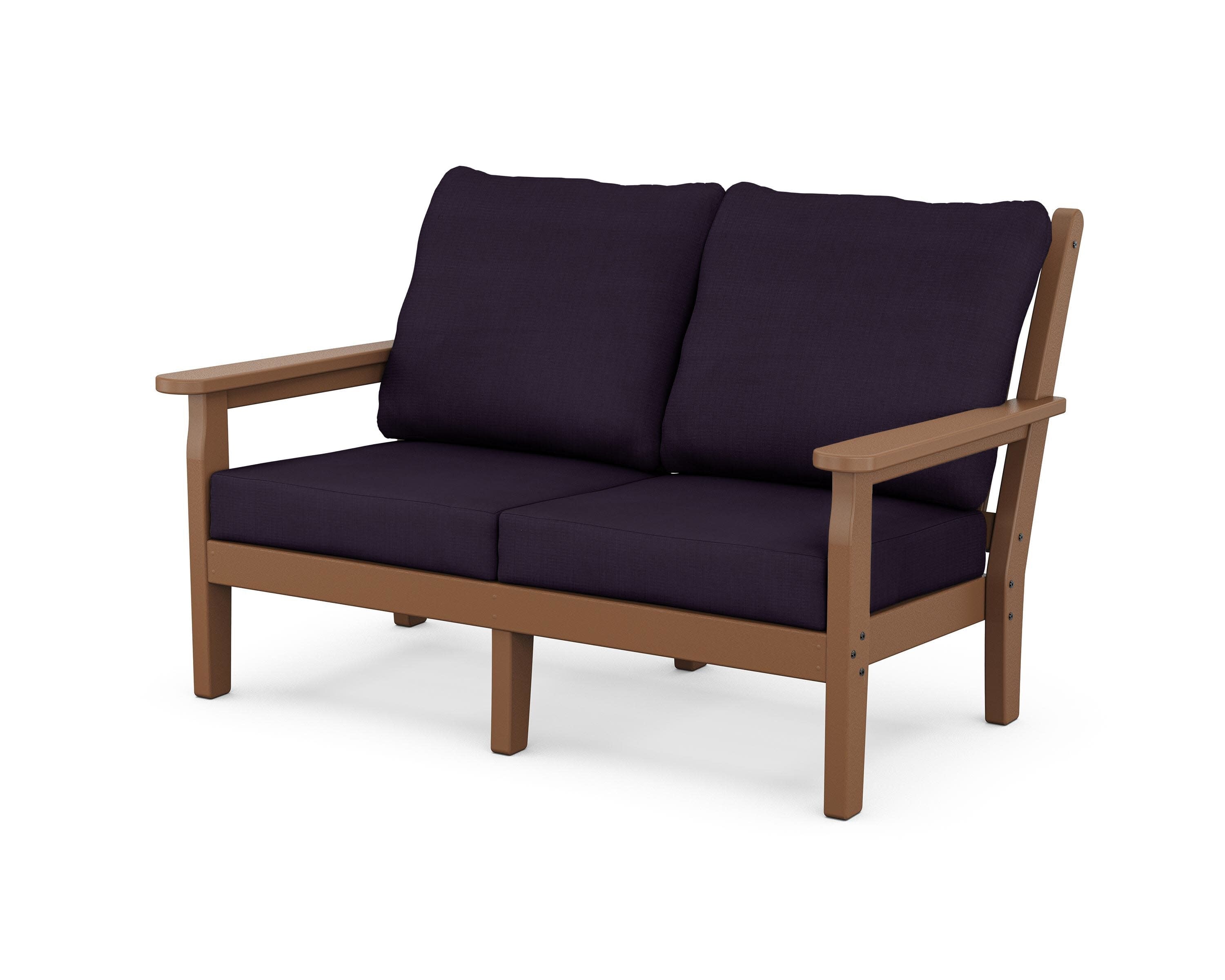 Chippendale Deep Seating Loveseat in Teak / Navy Linen