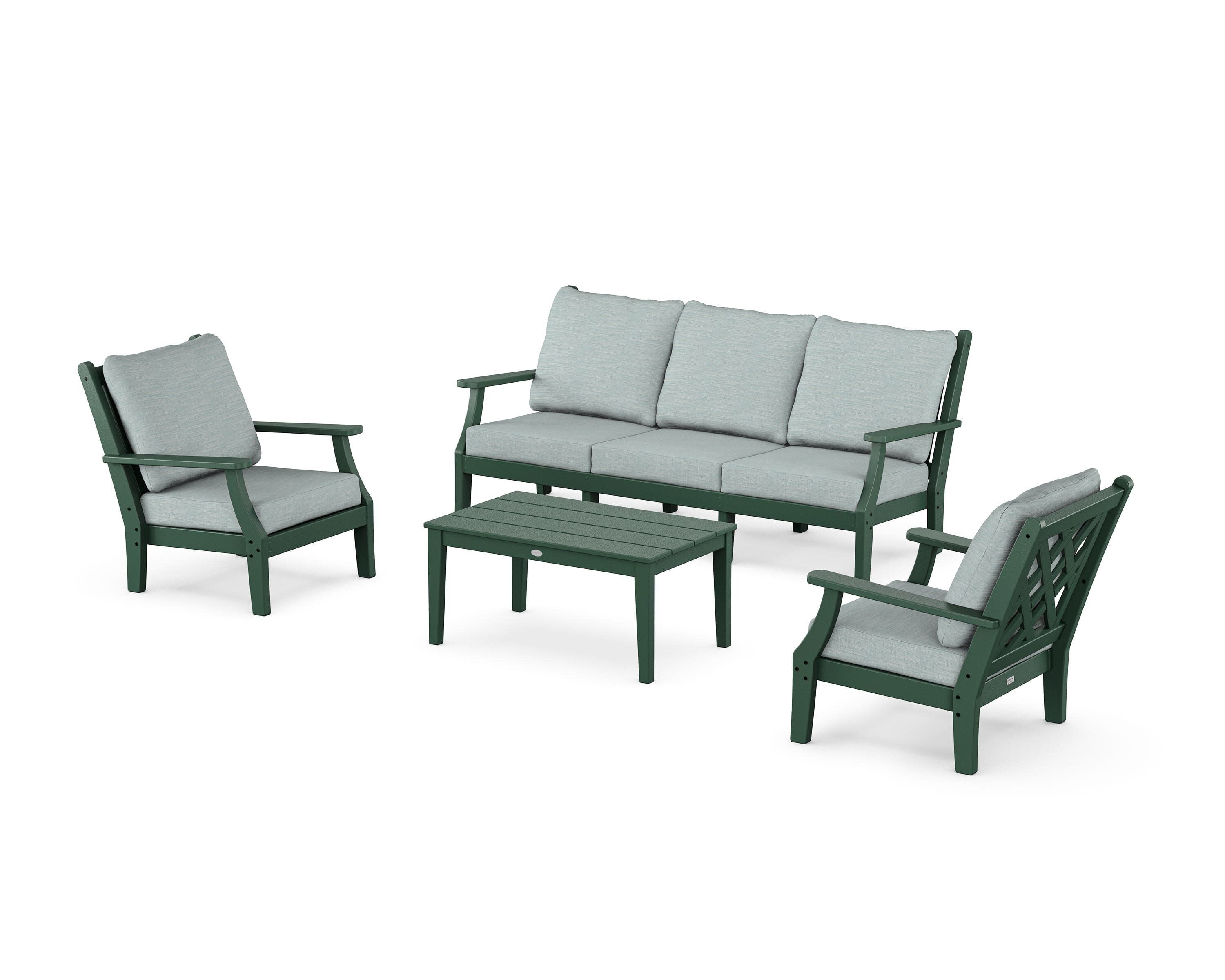 Wovendale 4-Piece Deep Seating Set with Sofa in Green / Soothe Mist