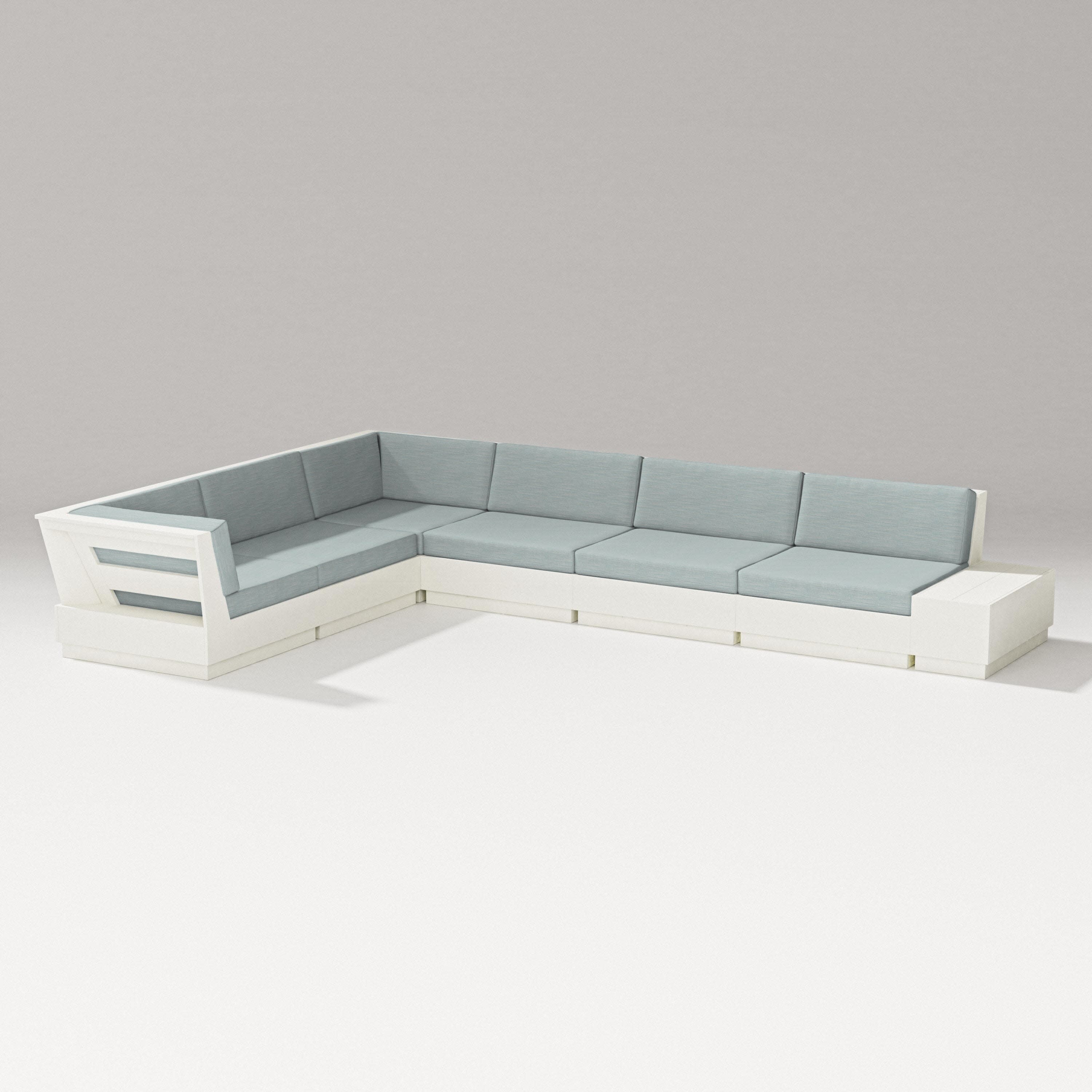 Elevate 7-Piece Corner Sectional in Vintage White / Soothe Mist
