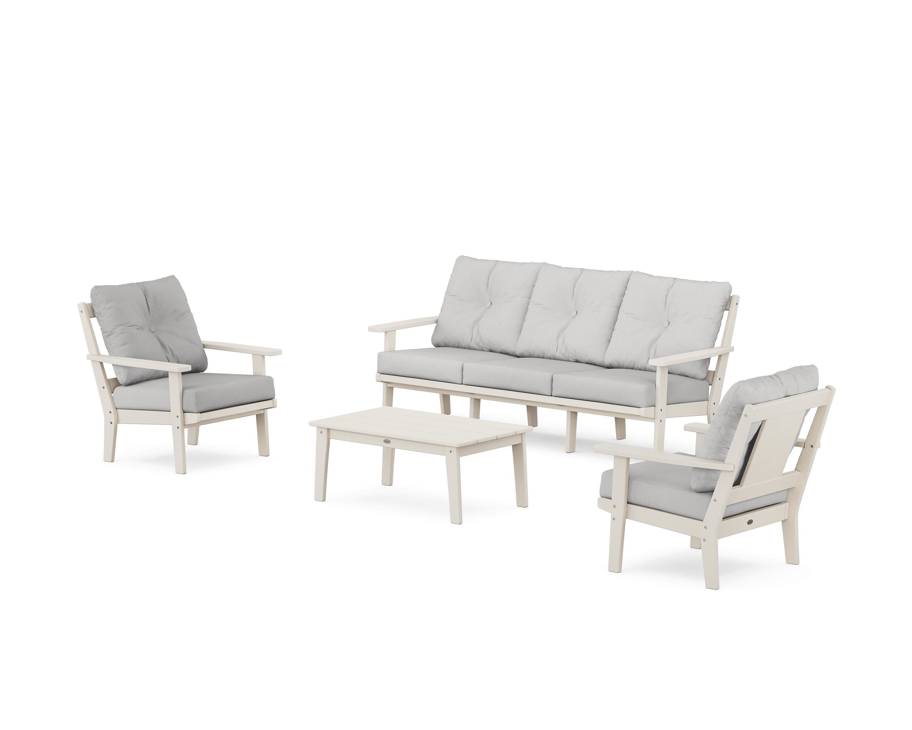 Prairie 4-Piece Deep Seating Set with Sofa in Sand / Diamond in the Rough