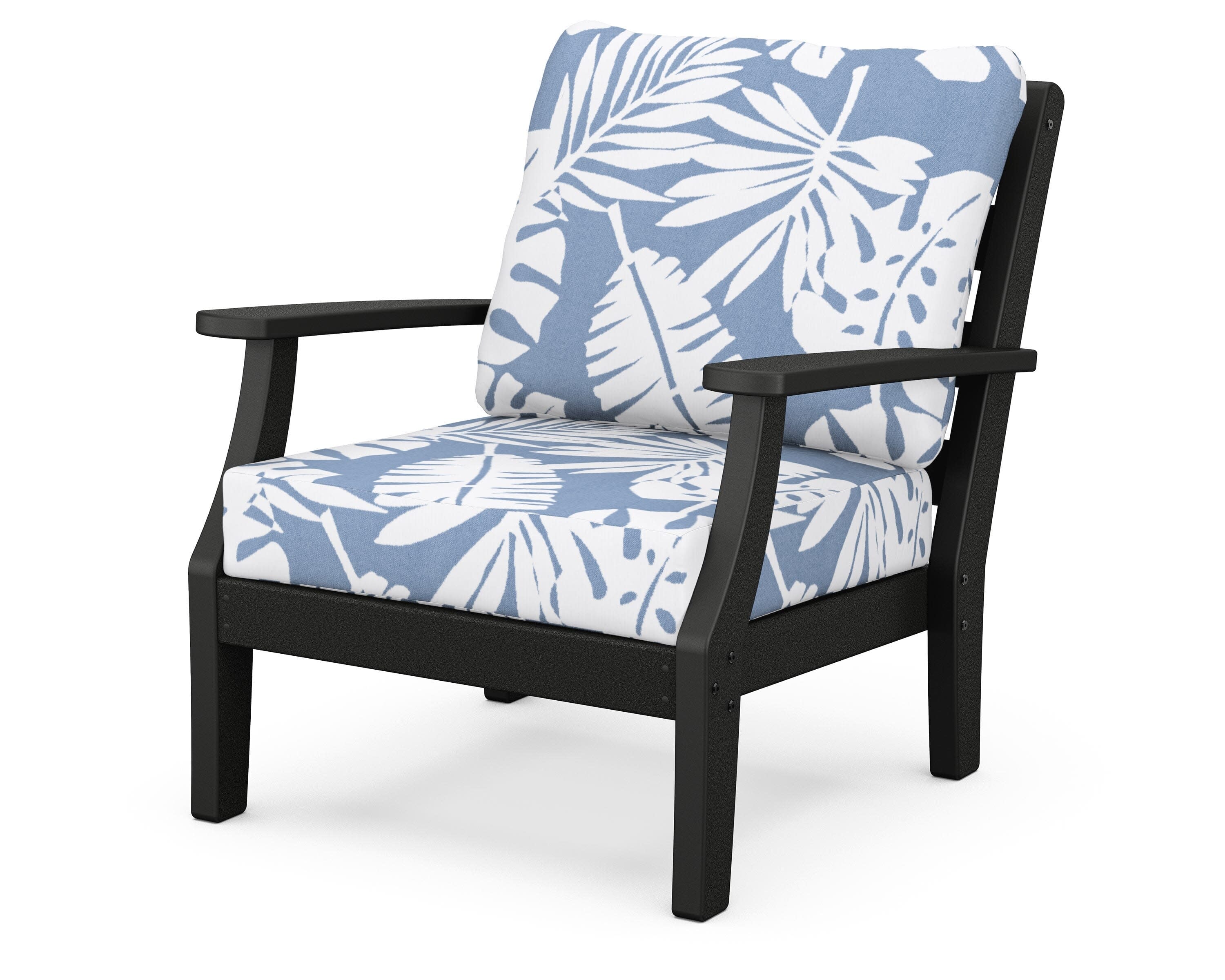 Chesapeake Deep Seating Chair in Black / Leaf Sky Blue