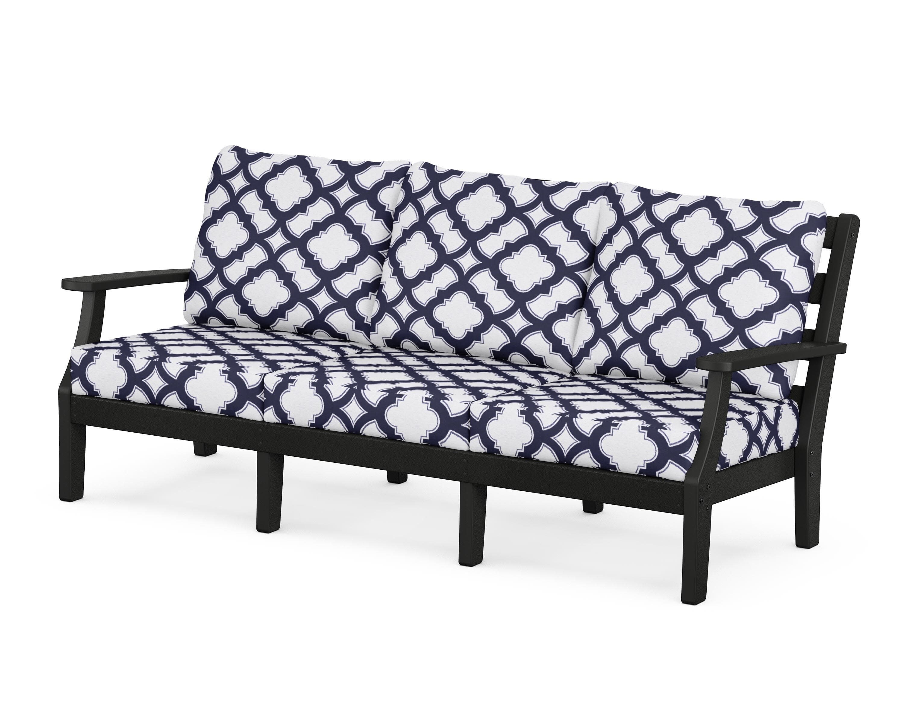 Chesapeake Deep Seating Sofa in Black / Trellis Navy