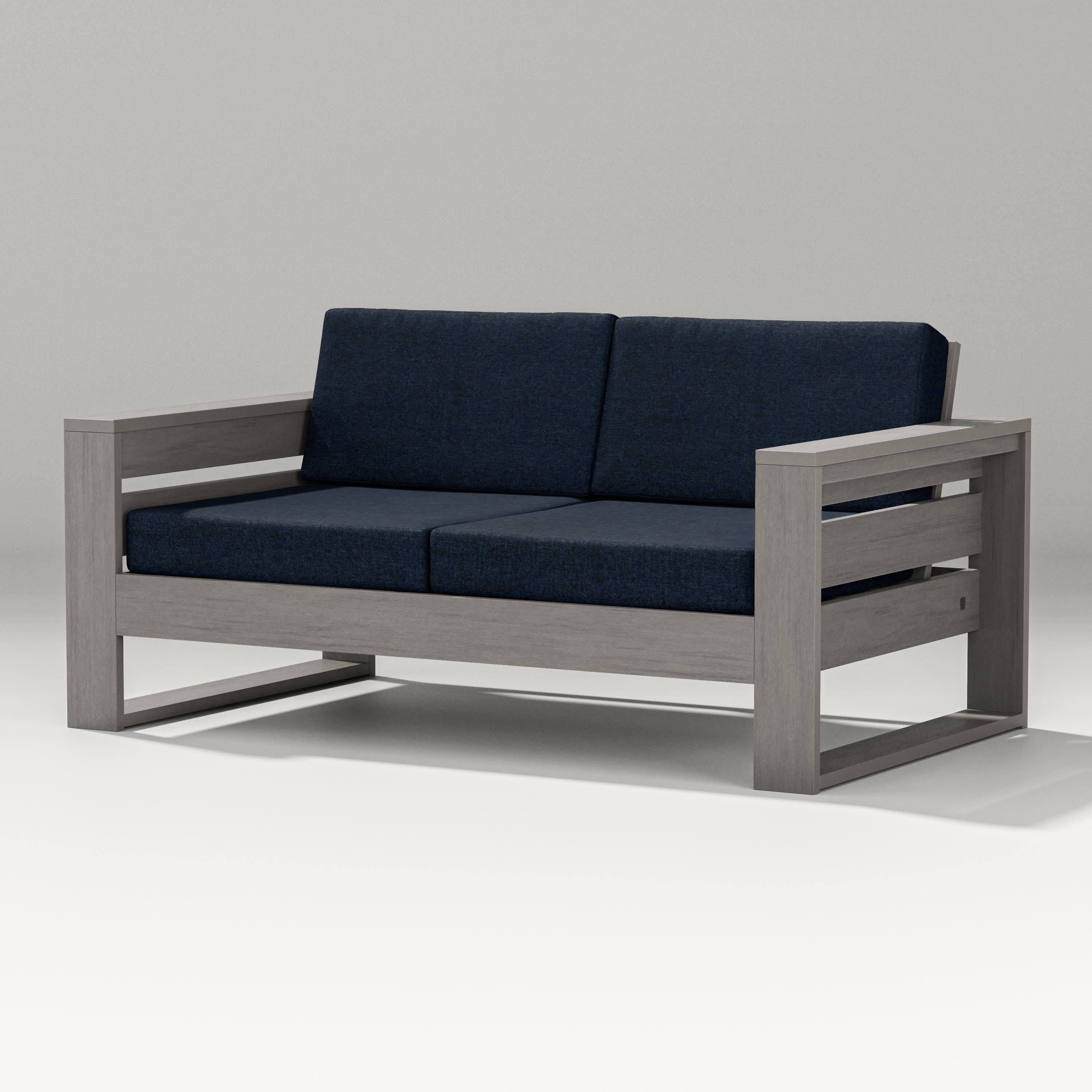Latitude Loveseat in Driftwood / Marine Indigo
