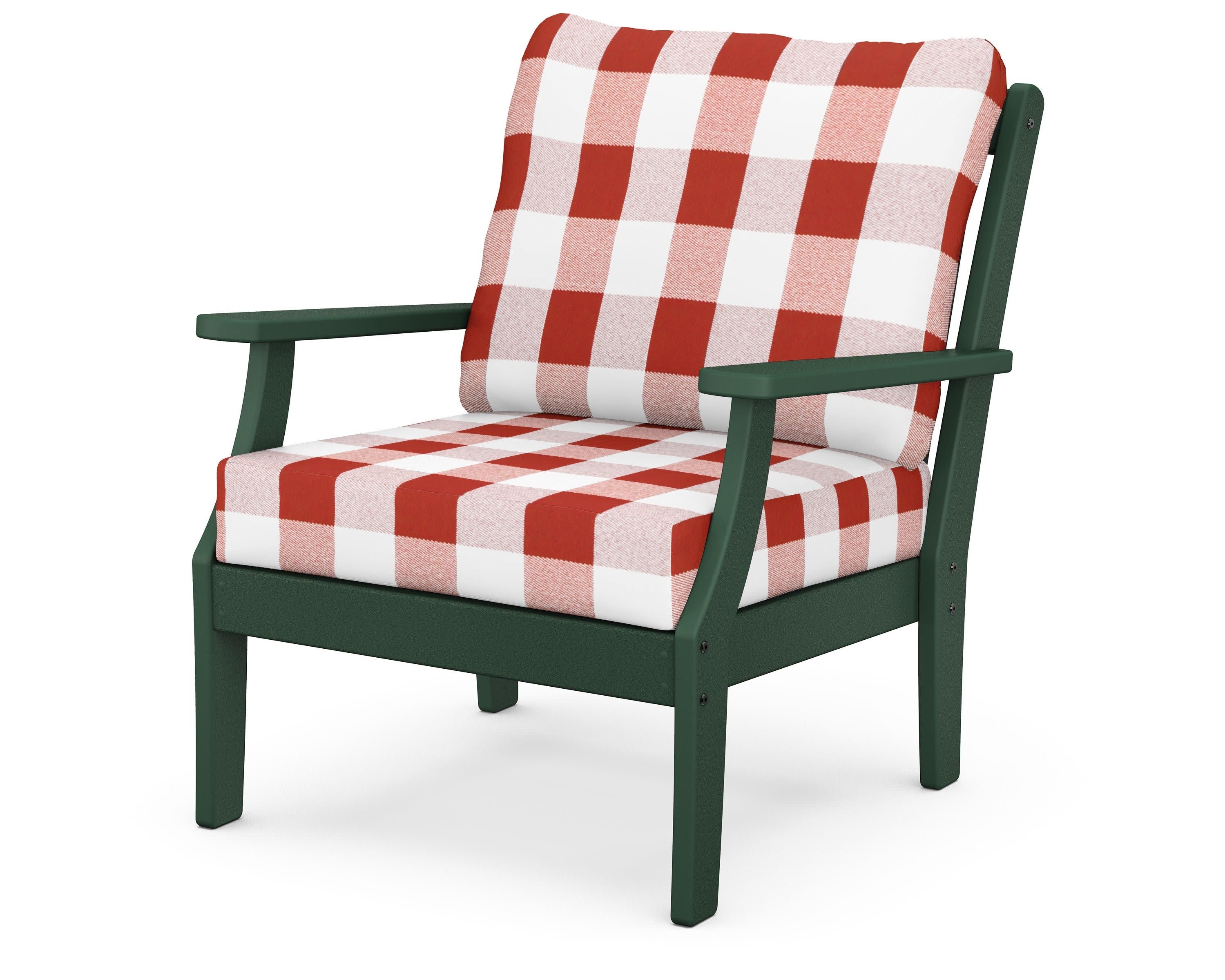 Braxton Deep Seating Chair in Green / Buffalo Plaid Crimson