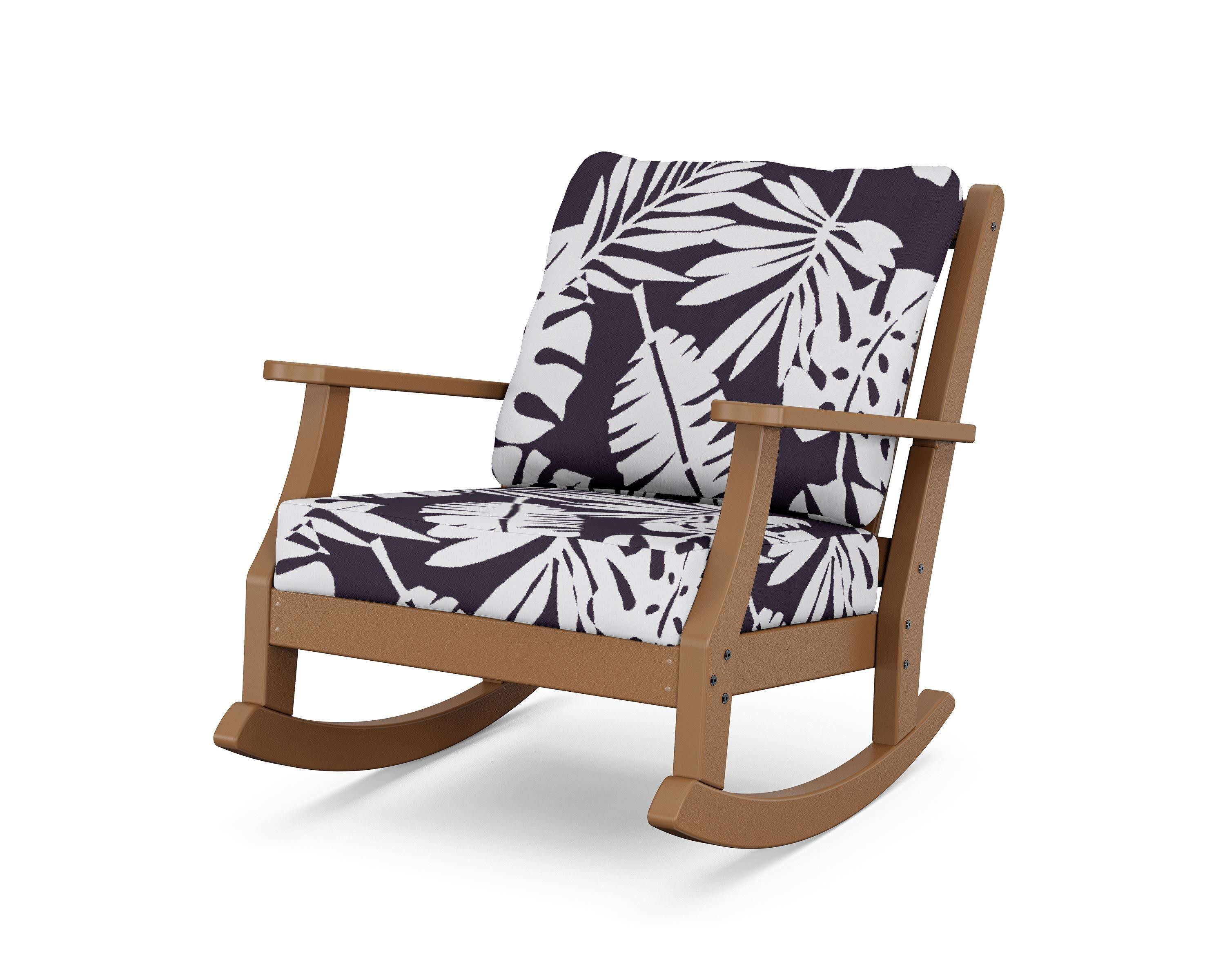 Wovendale Deep Seating Rocking Chair in Teak / Leaf Navy