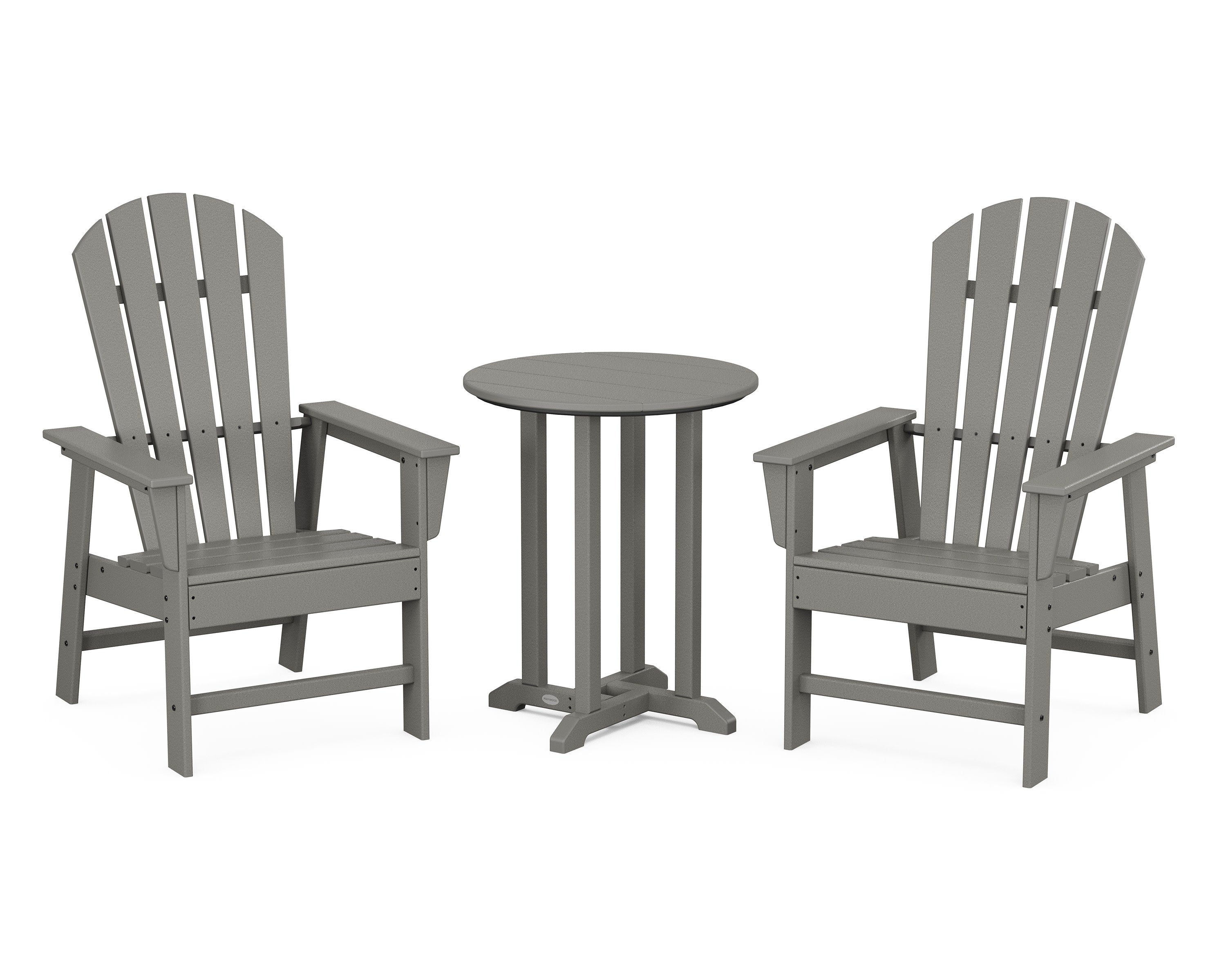 South Beach 3-Piece Round Farmhouse Bistro Dining Set in Slate Grey