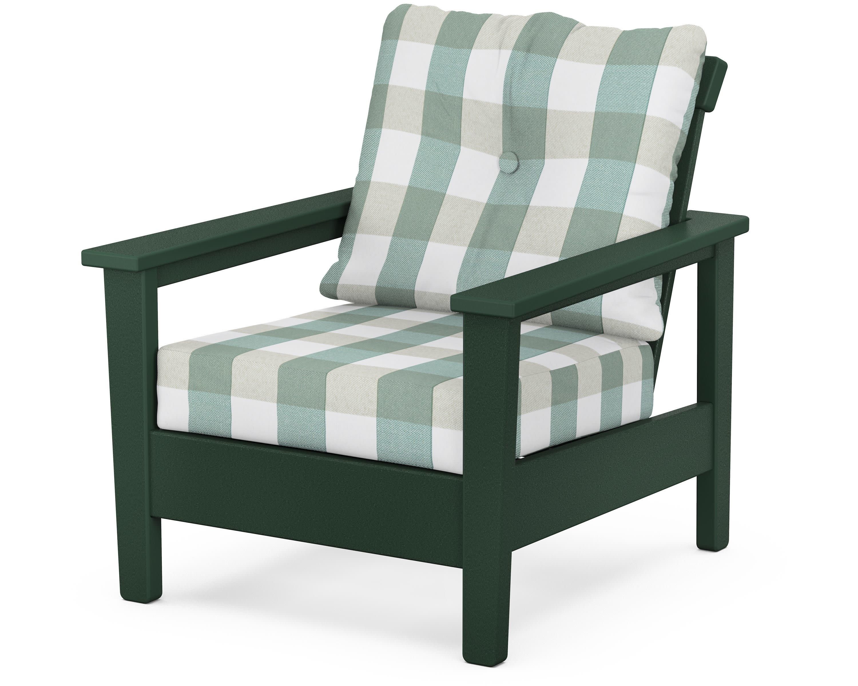 Prescott Deep Seating Chair in Green / Buffalo Plaid Glacier Spa