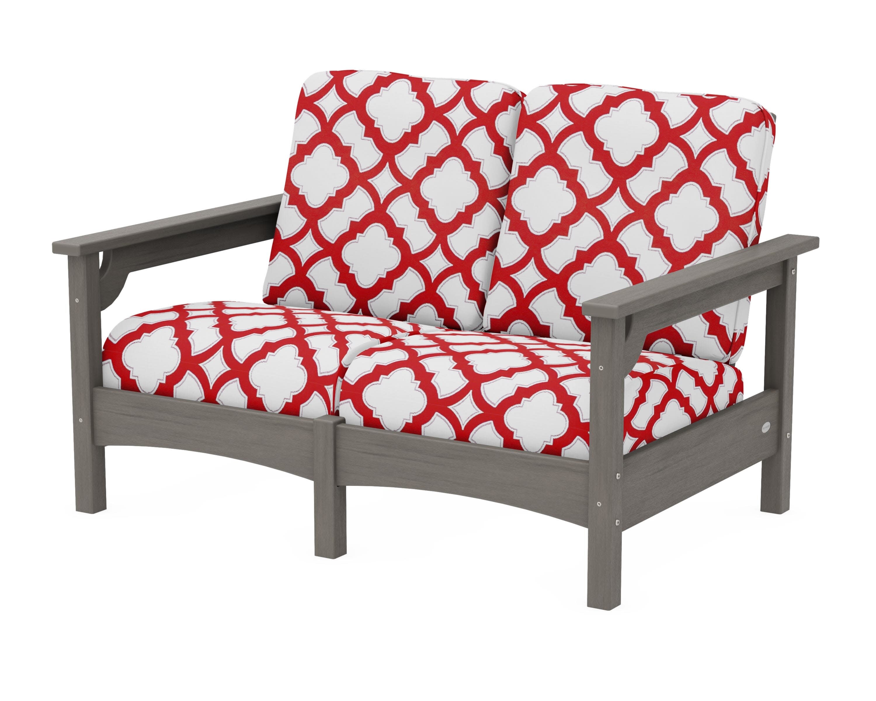 Club Loveseat in Driftwood / Trellis Crimson