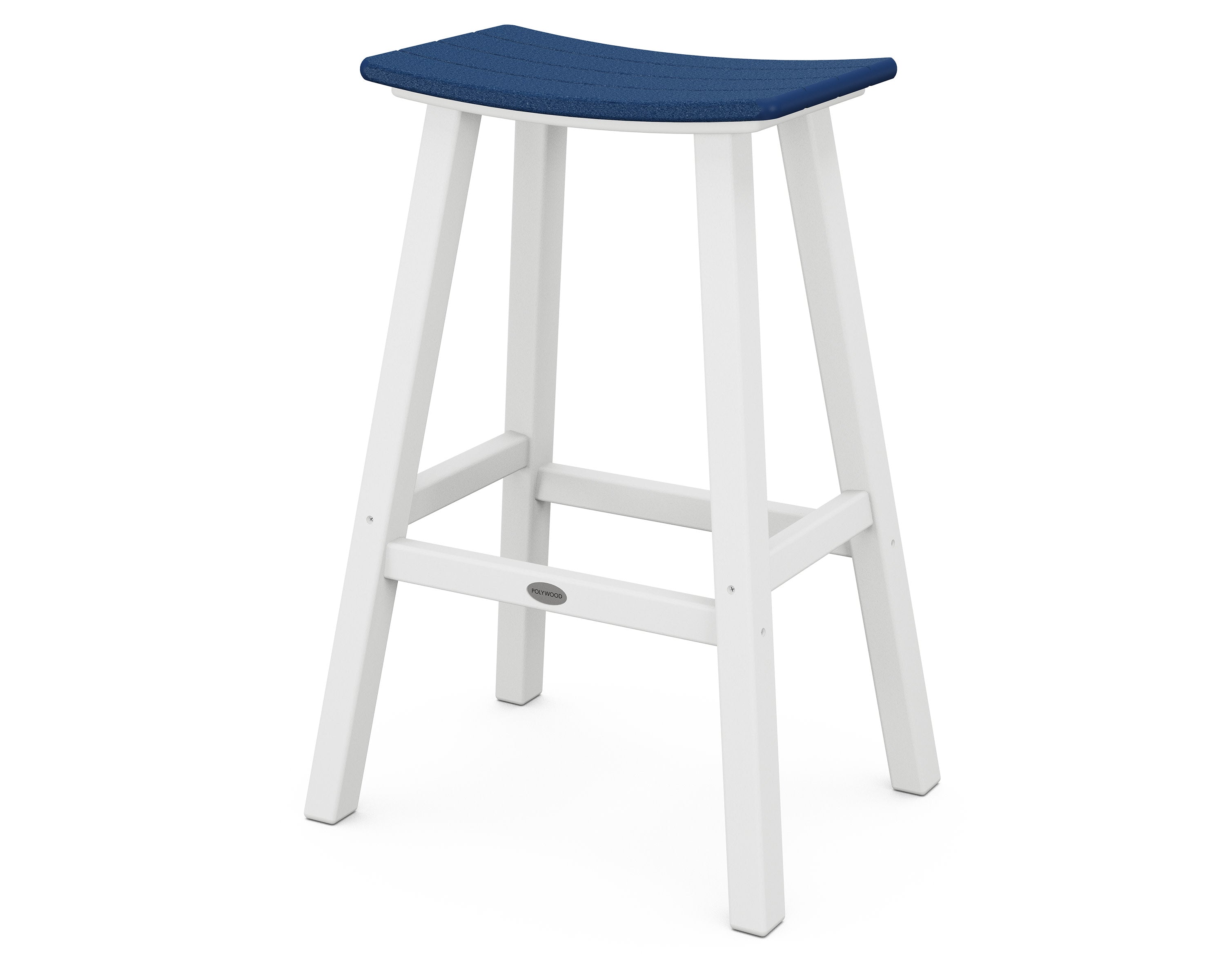 Contempo 30" Saddle Bar Stool in White / Navy