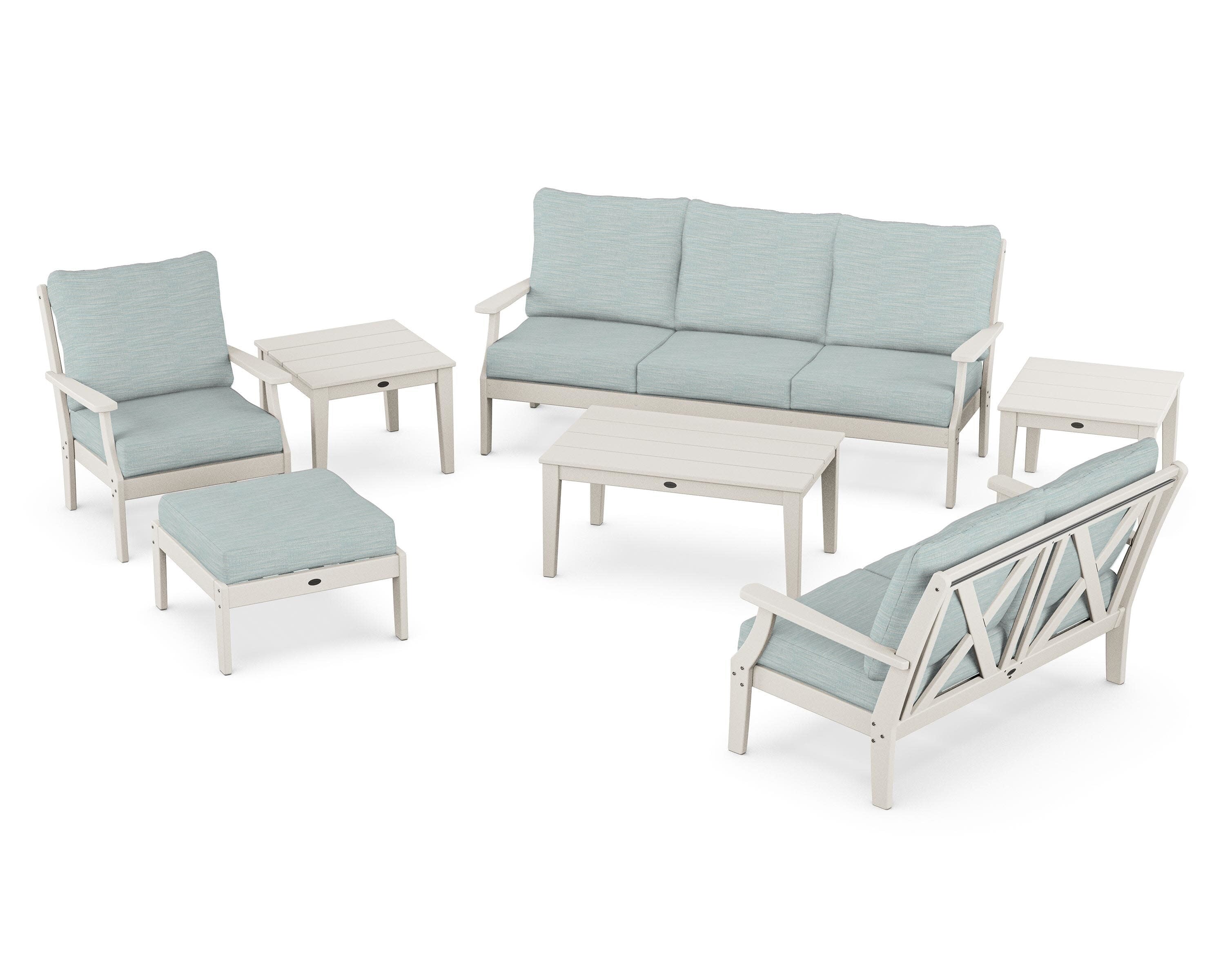 Braxton 7-Piece Deep Seating Set in Sand / Soothe Mist