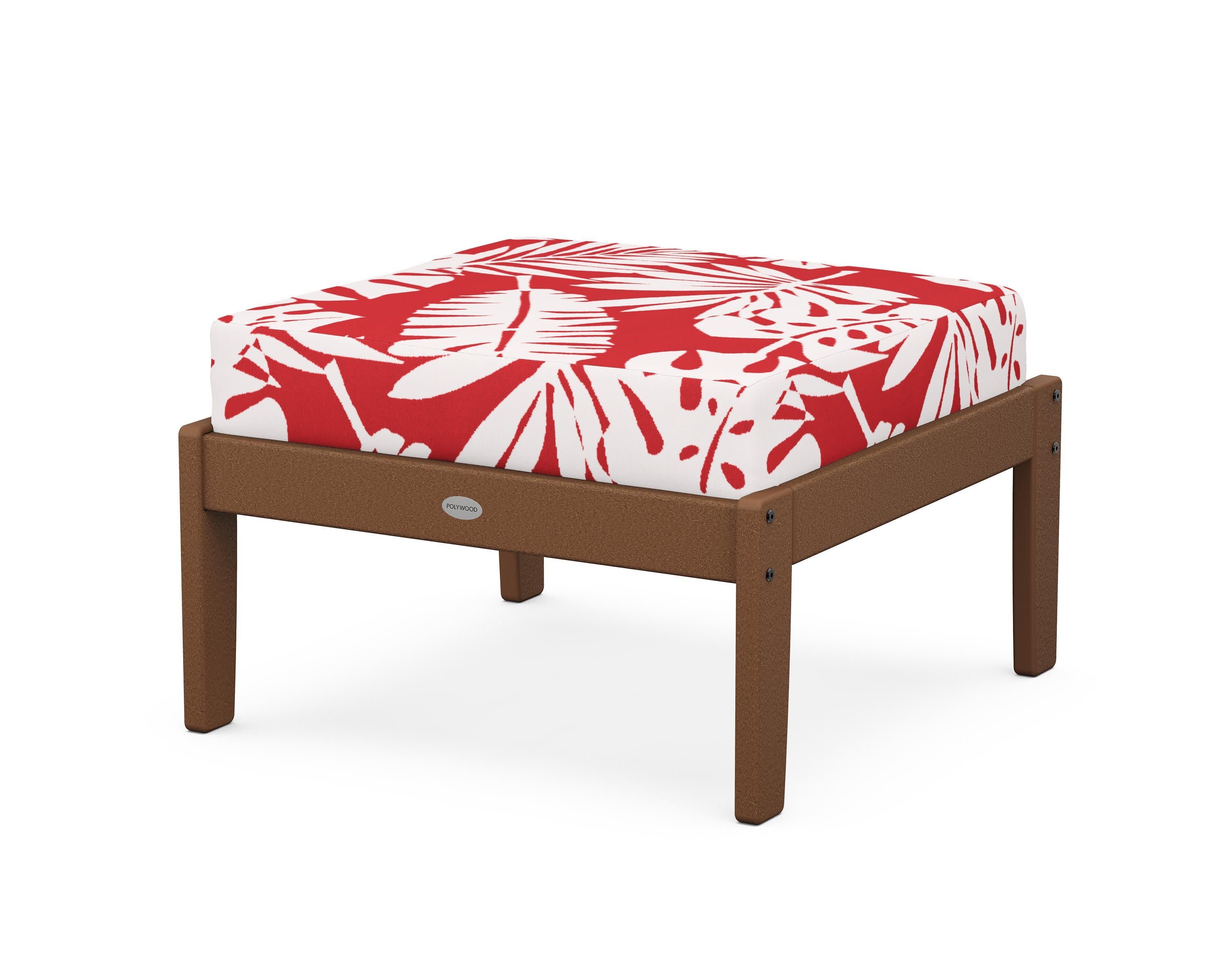 Braxton Deep Seating Ottoman in Teak / Leaf Crimson