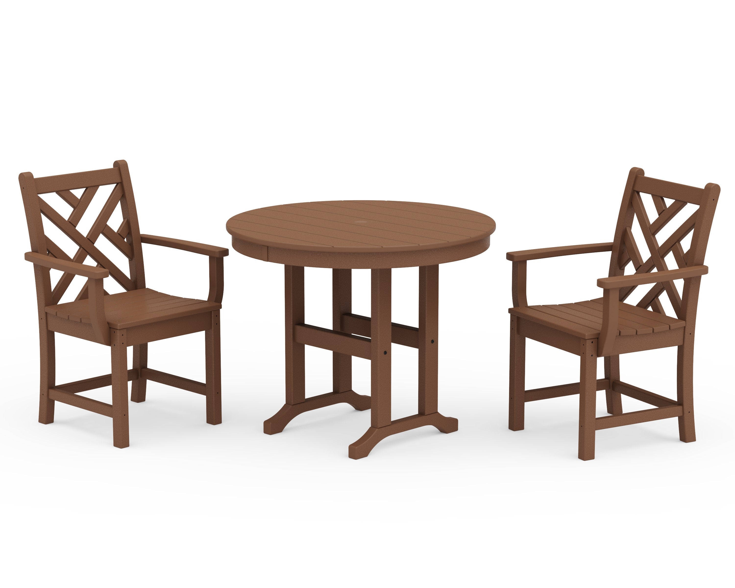 Chippendale 3-Piece Round Dining Set in Teak