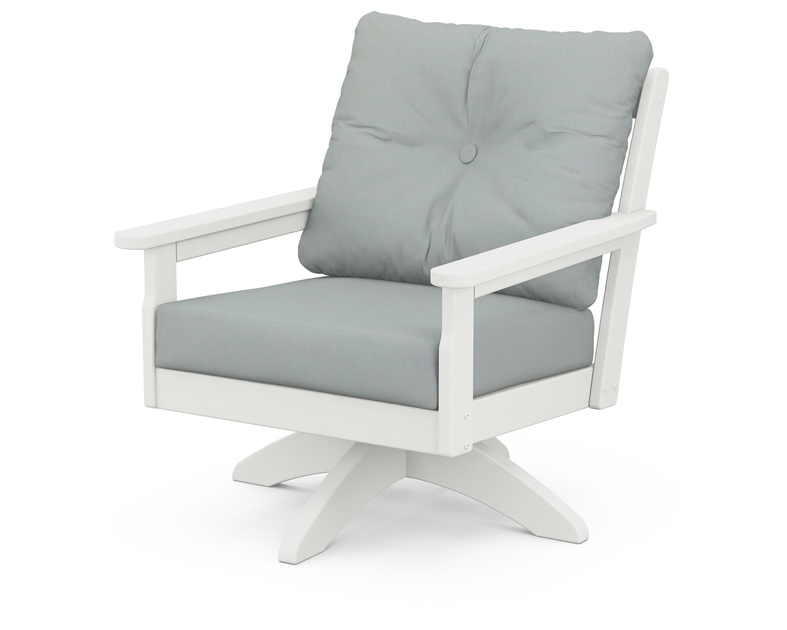Vineyard Deep Seating Swivel Chair in Vintage White / Spa