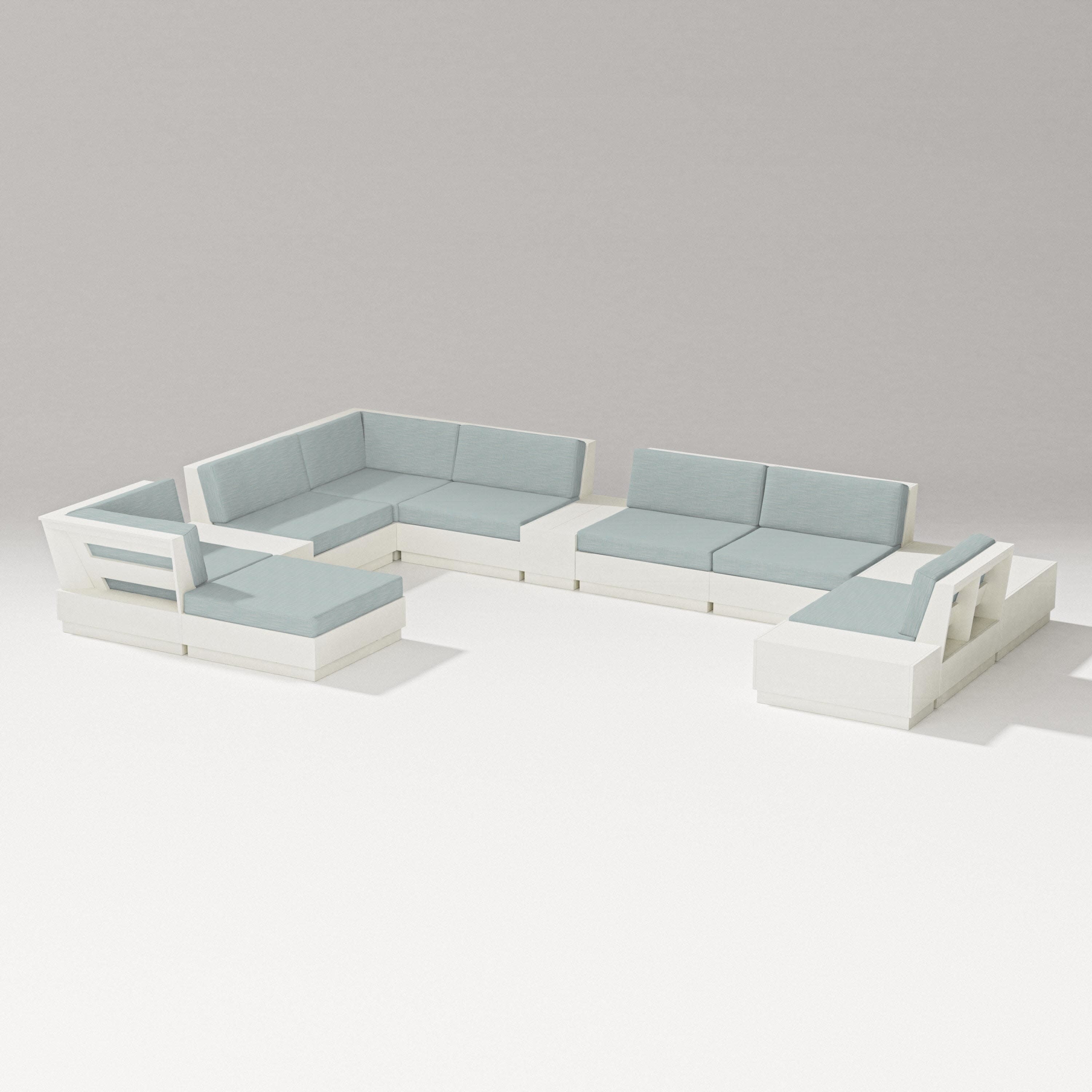 Elevate 12-Piece Conversation Sectional Set in Vintage White / Soothe Mist