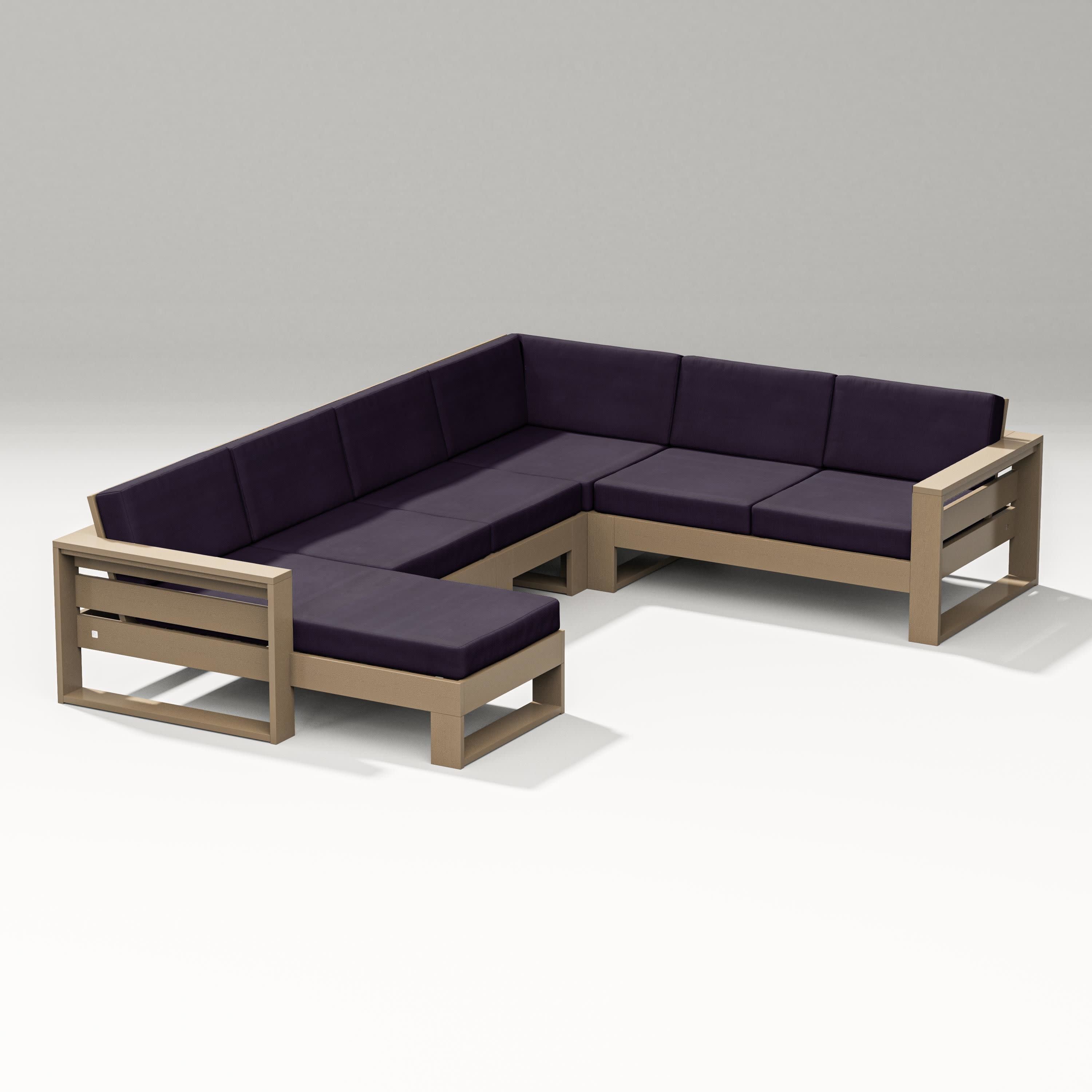 Latitude Corner Sectional with Left Chaise in Vintage Sahara / Navy Linen
