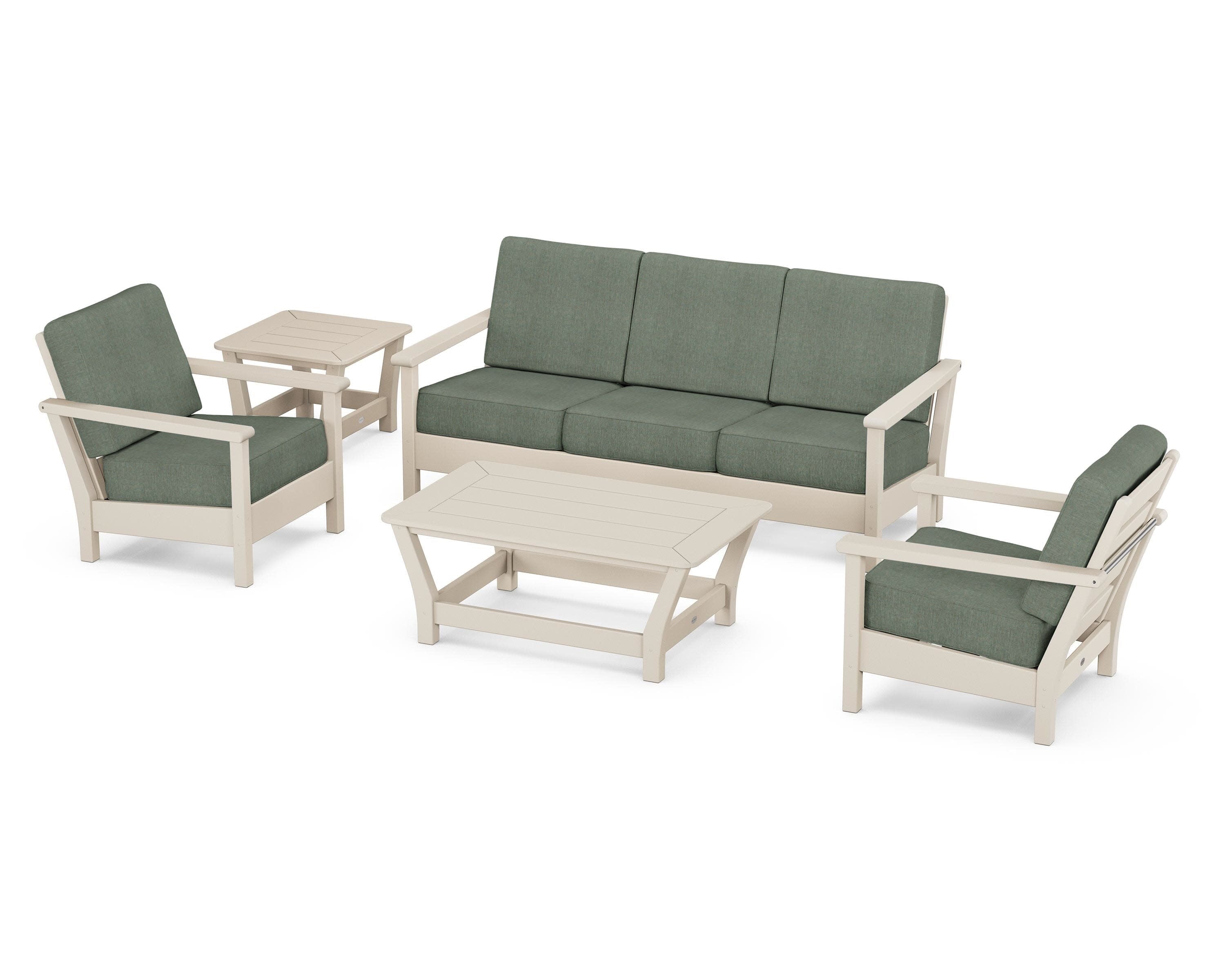 Harbour 5-Piece Deep Seating Set in Sand / Cast Sage