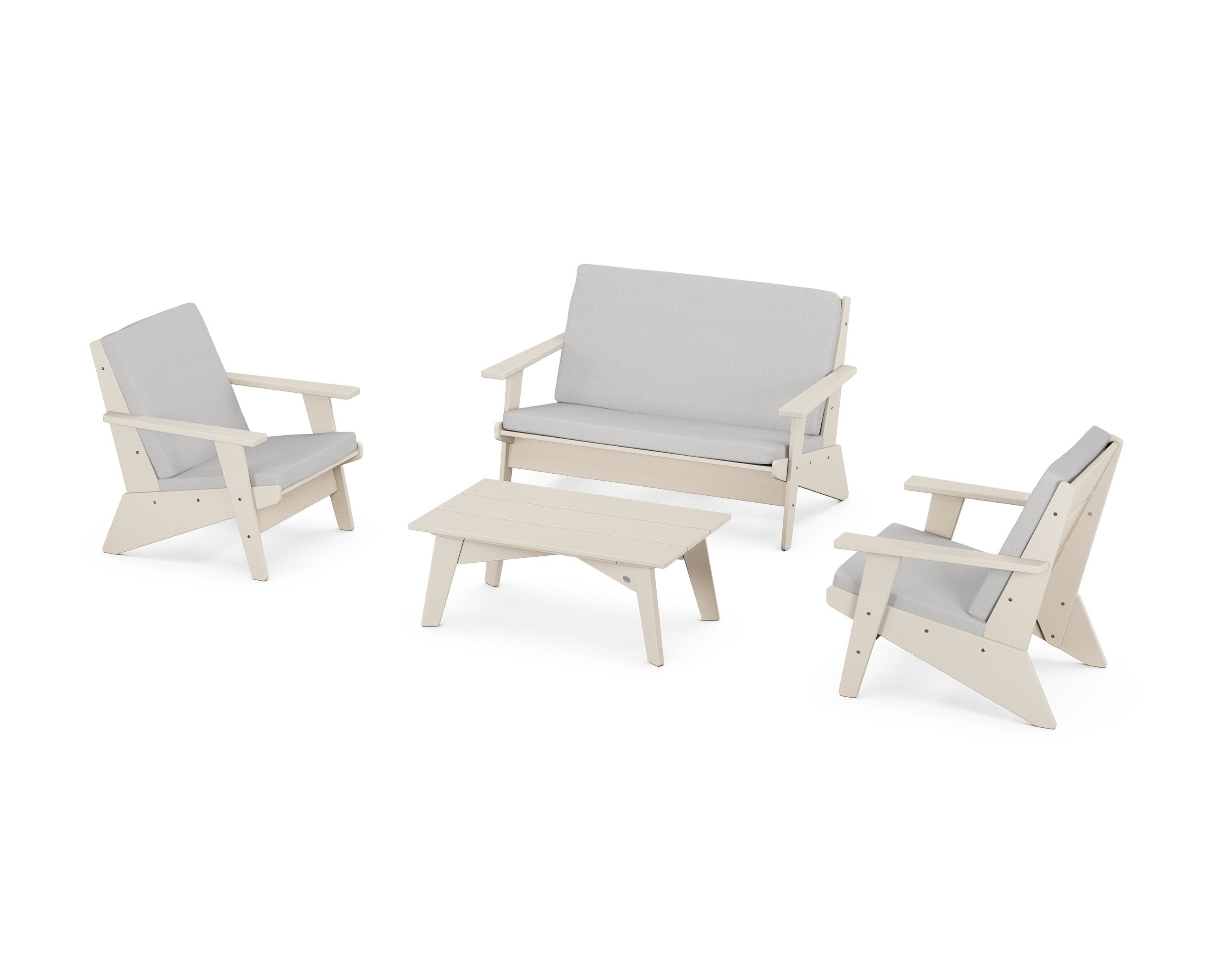 Riviera Modern Lounge 4-Piece Set in Sand / Diamond in the Rough