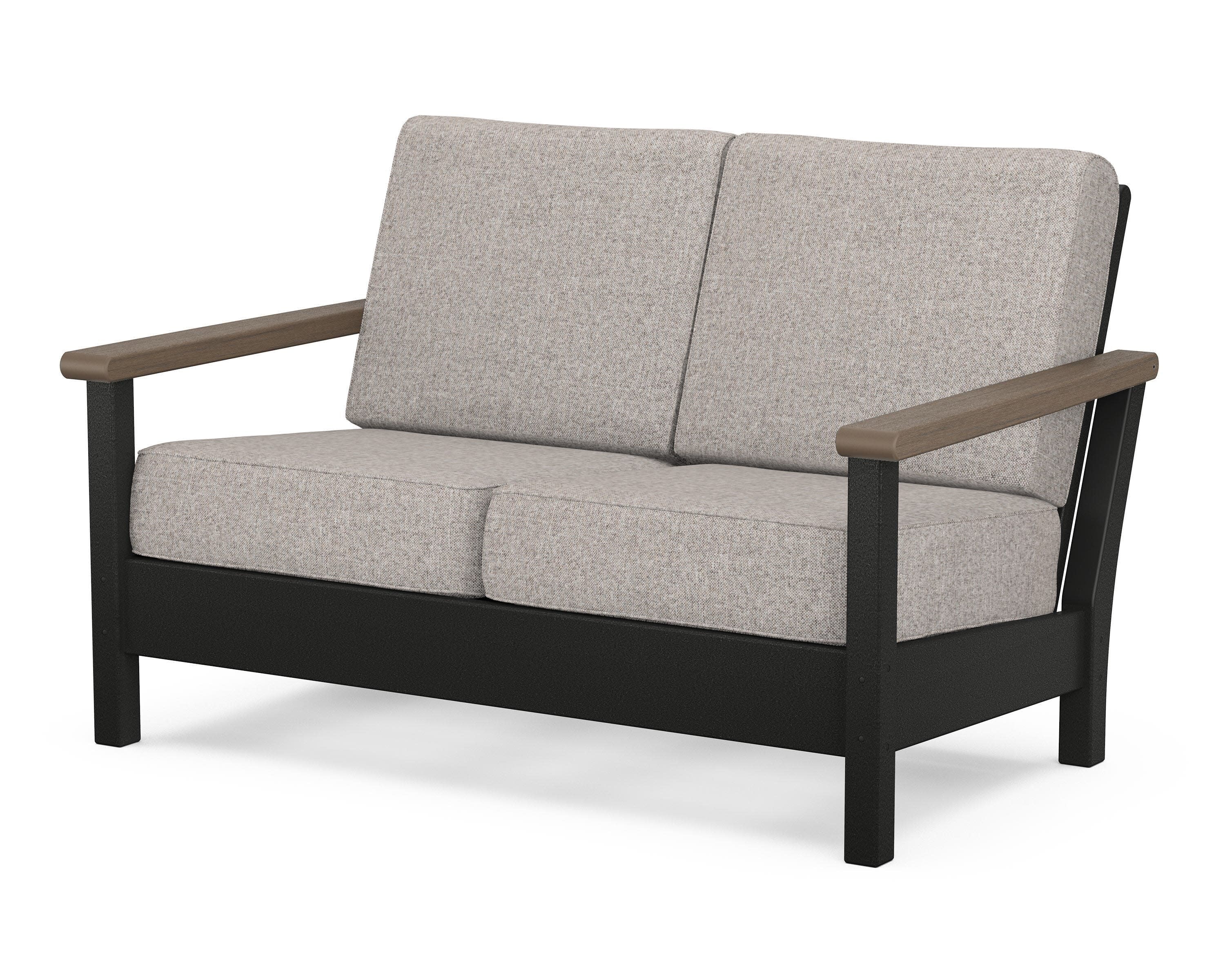 Harbour Deep Seating Loveseat in Black / Kona / Weathered Tweed