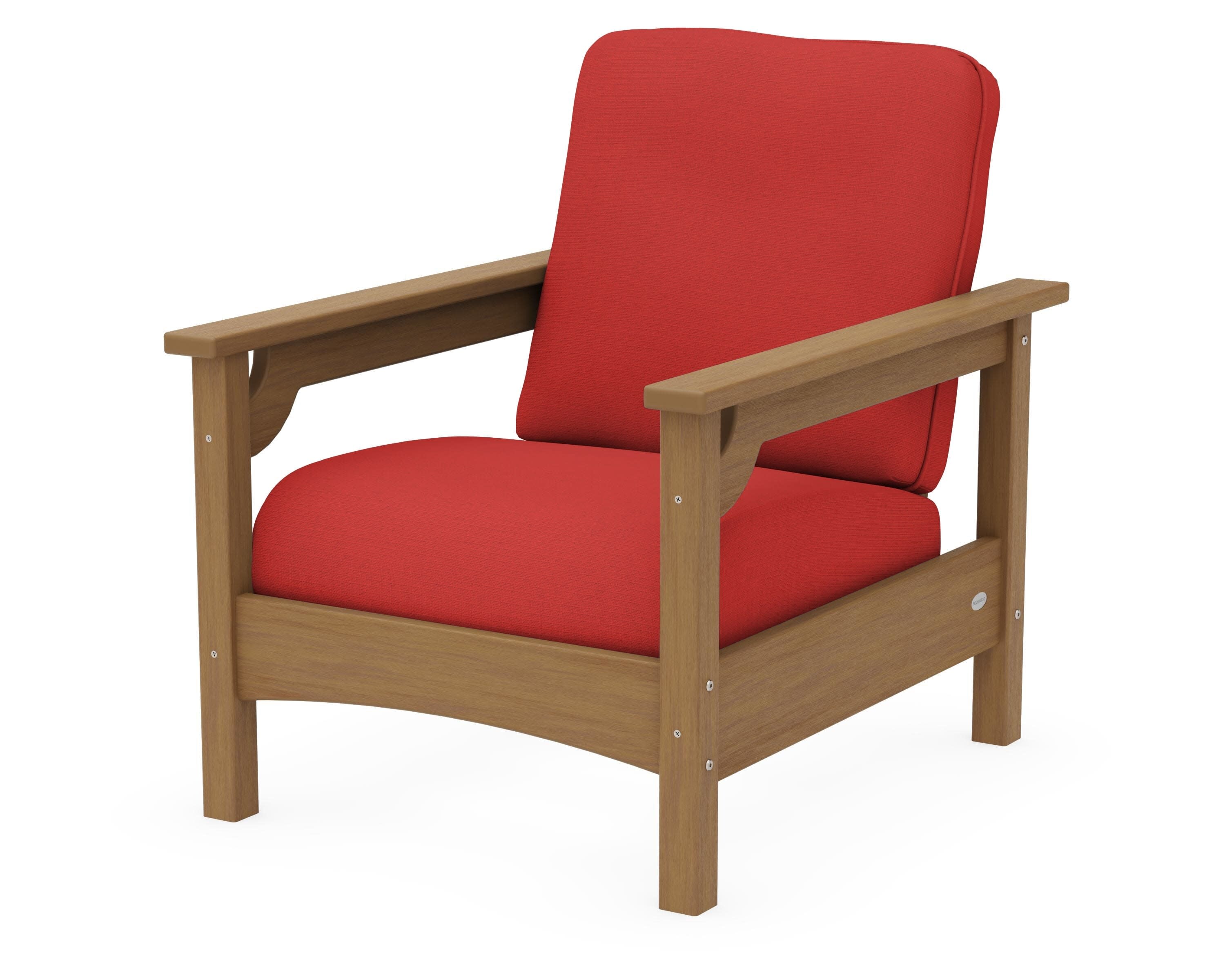 Club Chair in Natural / Crimson Linen