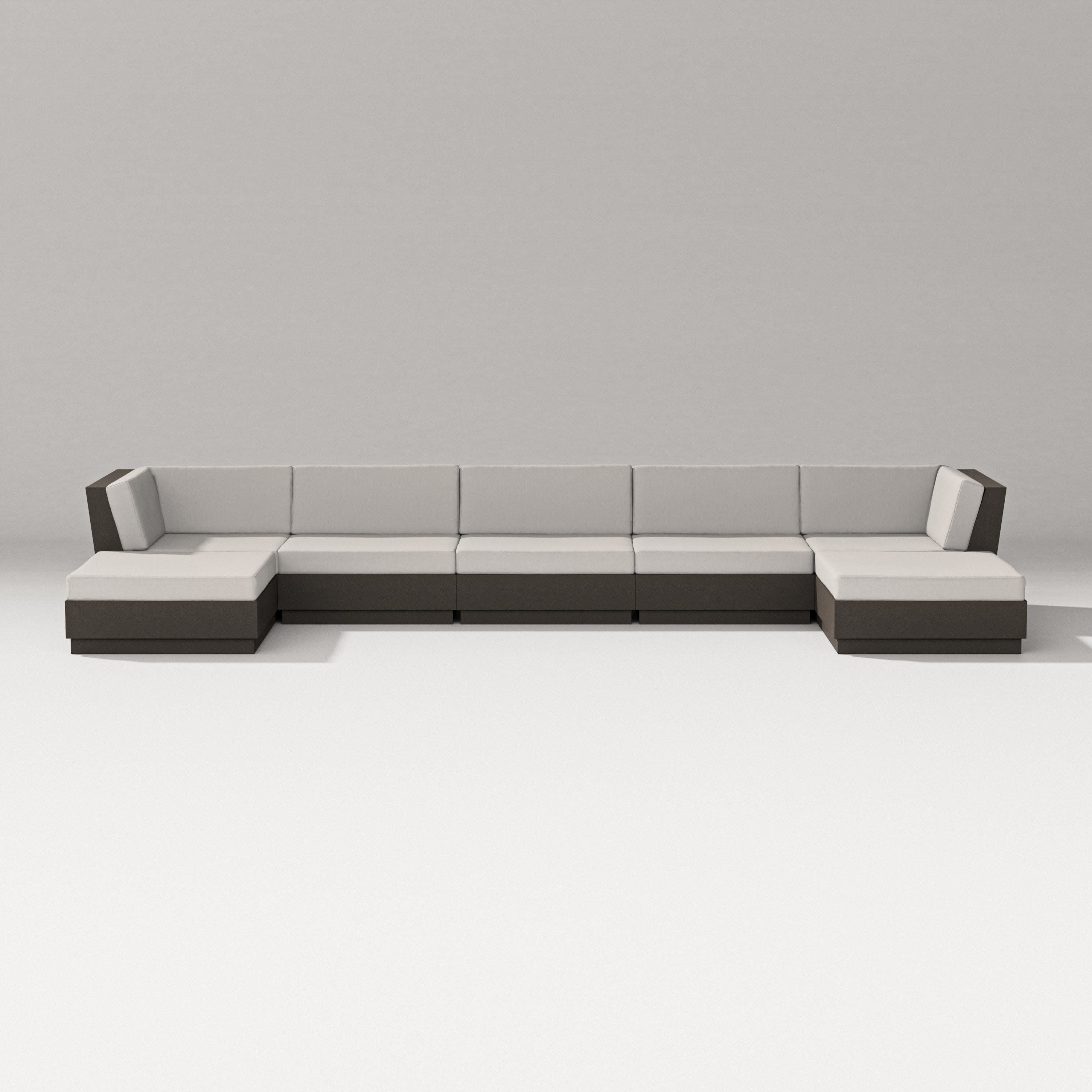 Elevate 7-Piece Double Chaise Sectional in Vintage Coffee / Cast Ash