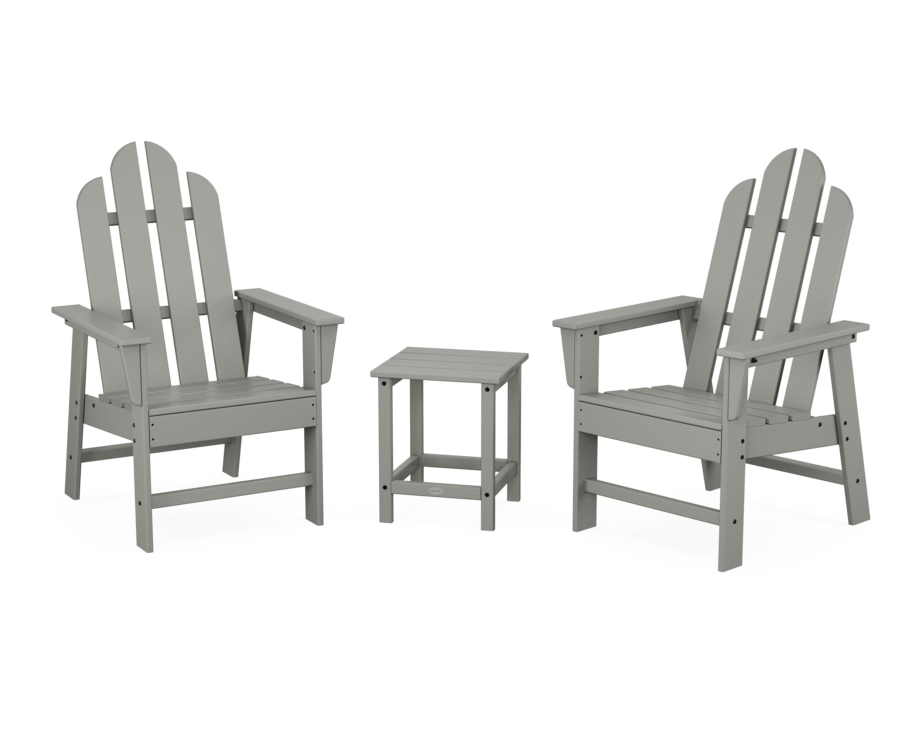 Long Island 3-Piece Upright Adirondack Chair Set in Slate Grey