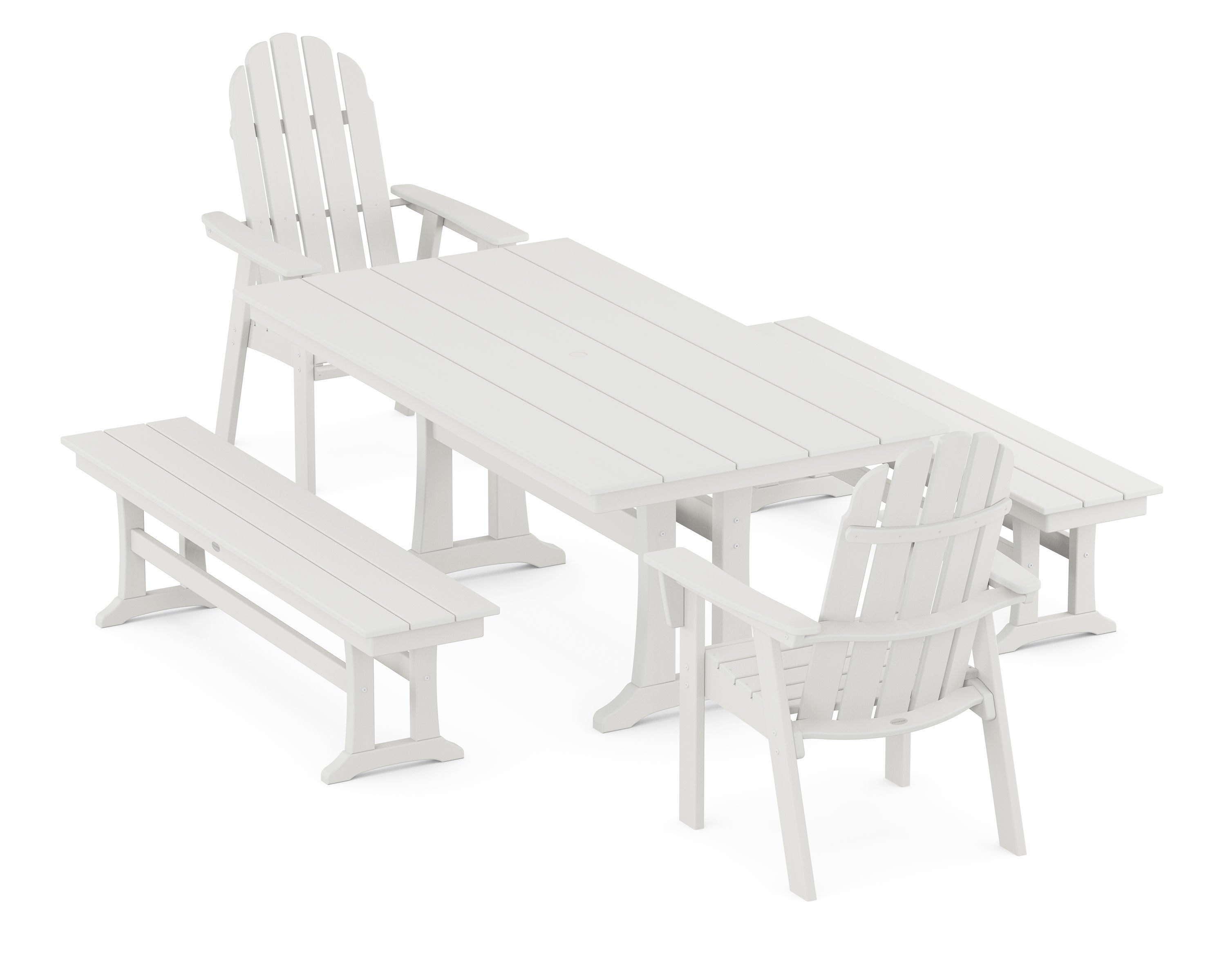 Vineyard Adirondack 5-Piece Farmhouse Dining Set With Trestle Legs in Vintage White