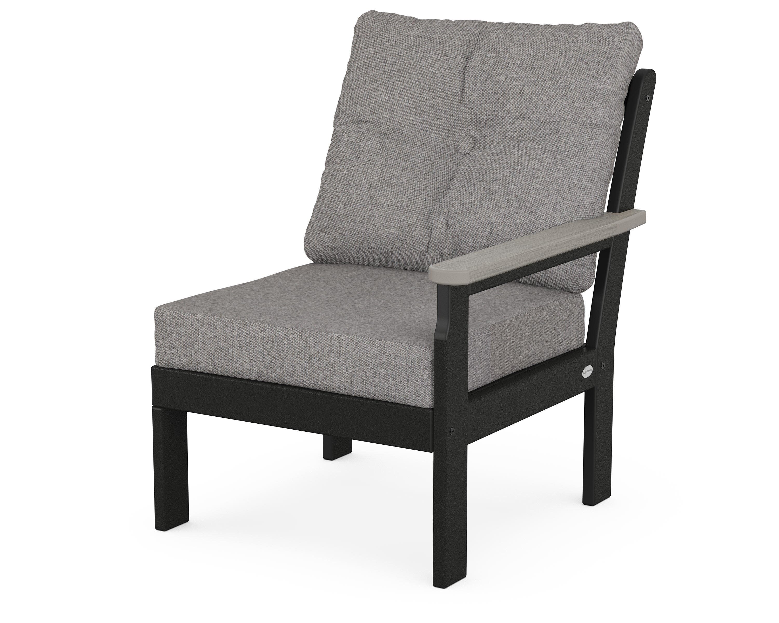 Vineyard Modular Right Arm Chair in Black / Driftwood / Grey Mist