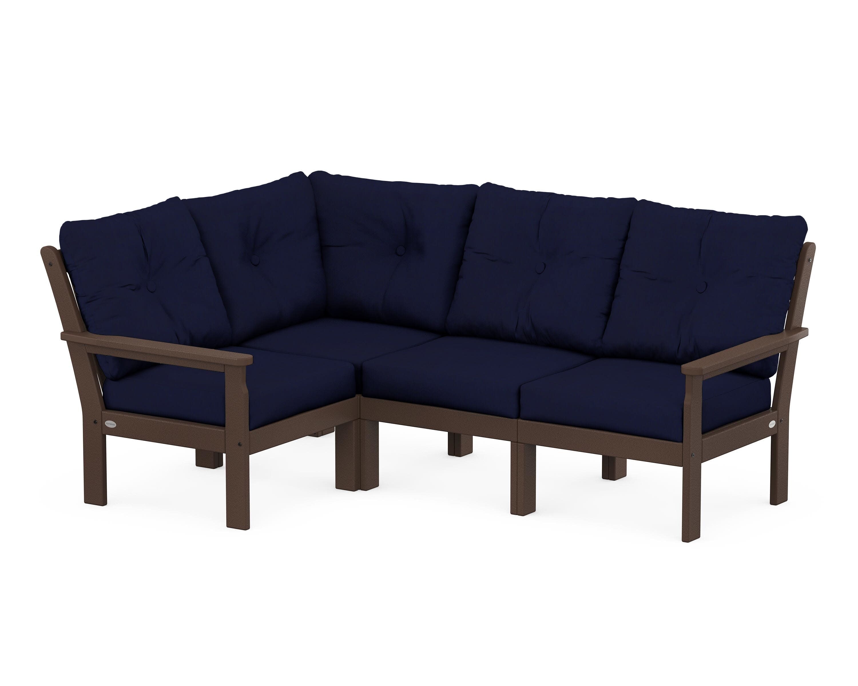 Vineyard 4-Piece Sectional in Mahogany / Navy