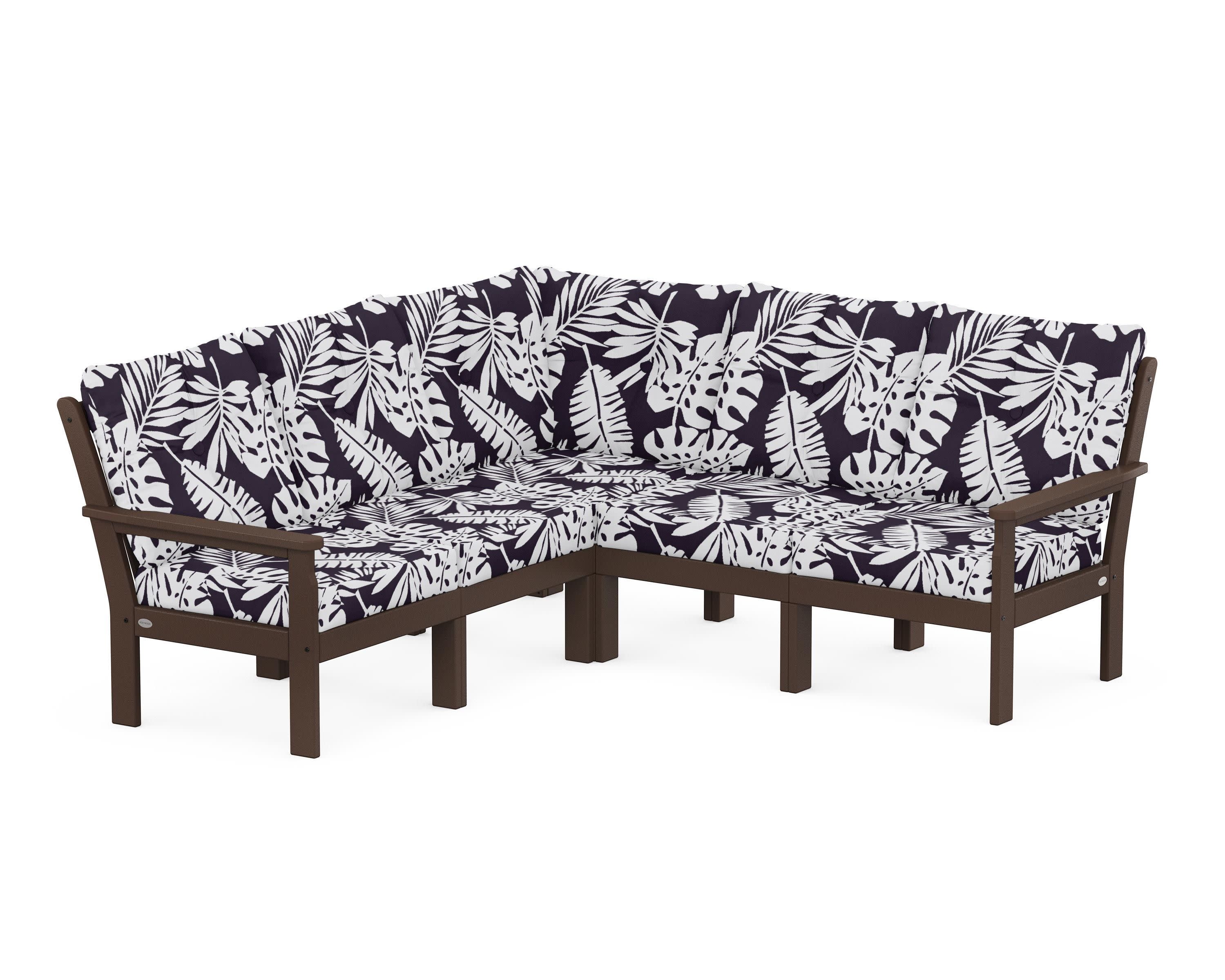 Vineyard 5-Piece Sectional in Mahogany / Leaf Navy