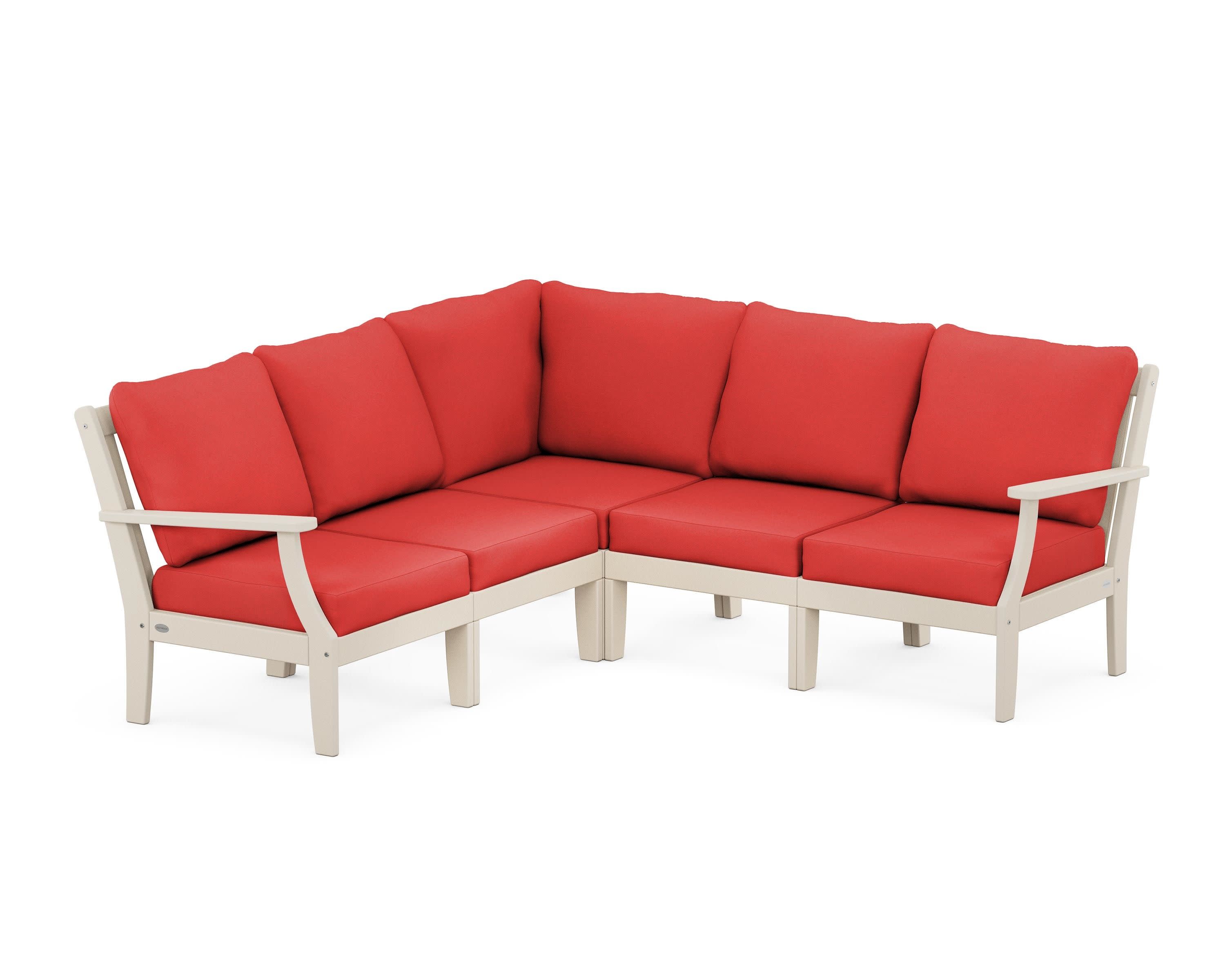 Braxton Modular 5-Piece Deep Seating Set in Sand / Crimson Linen
