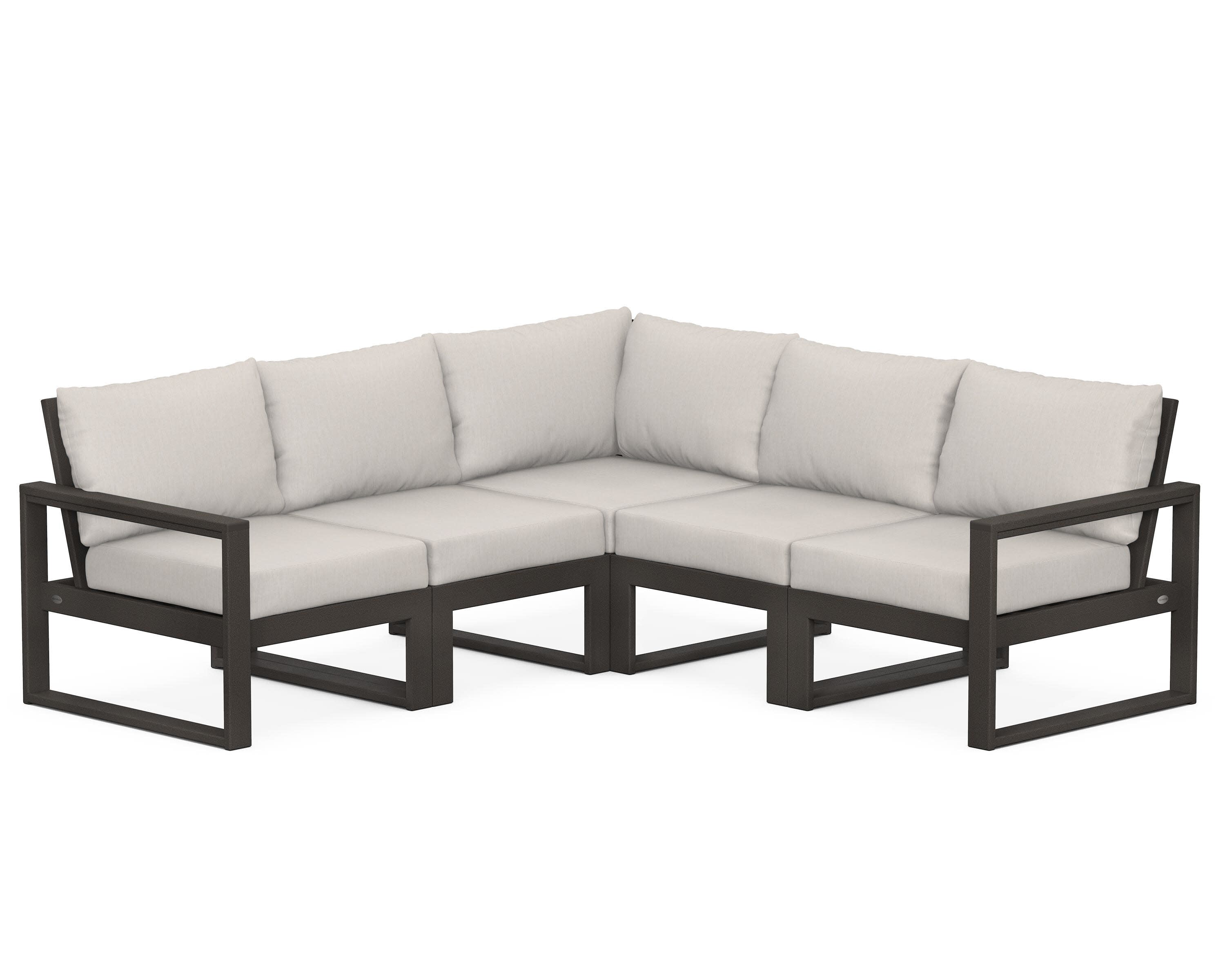 EDGE 5-Piece Modular Deep Seating Set in Vintage Coffee / Cast Ash