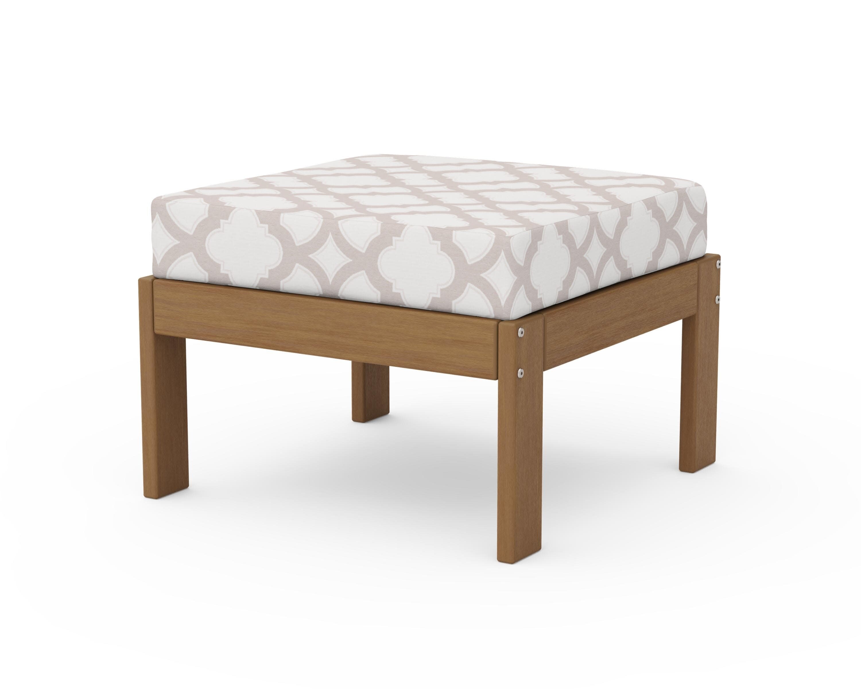 Vineyard Modular Ottoman in Natural / Trellis Dune Burlap