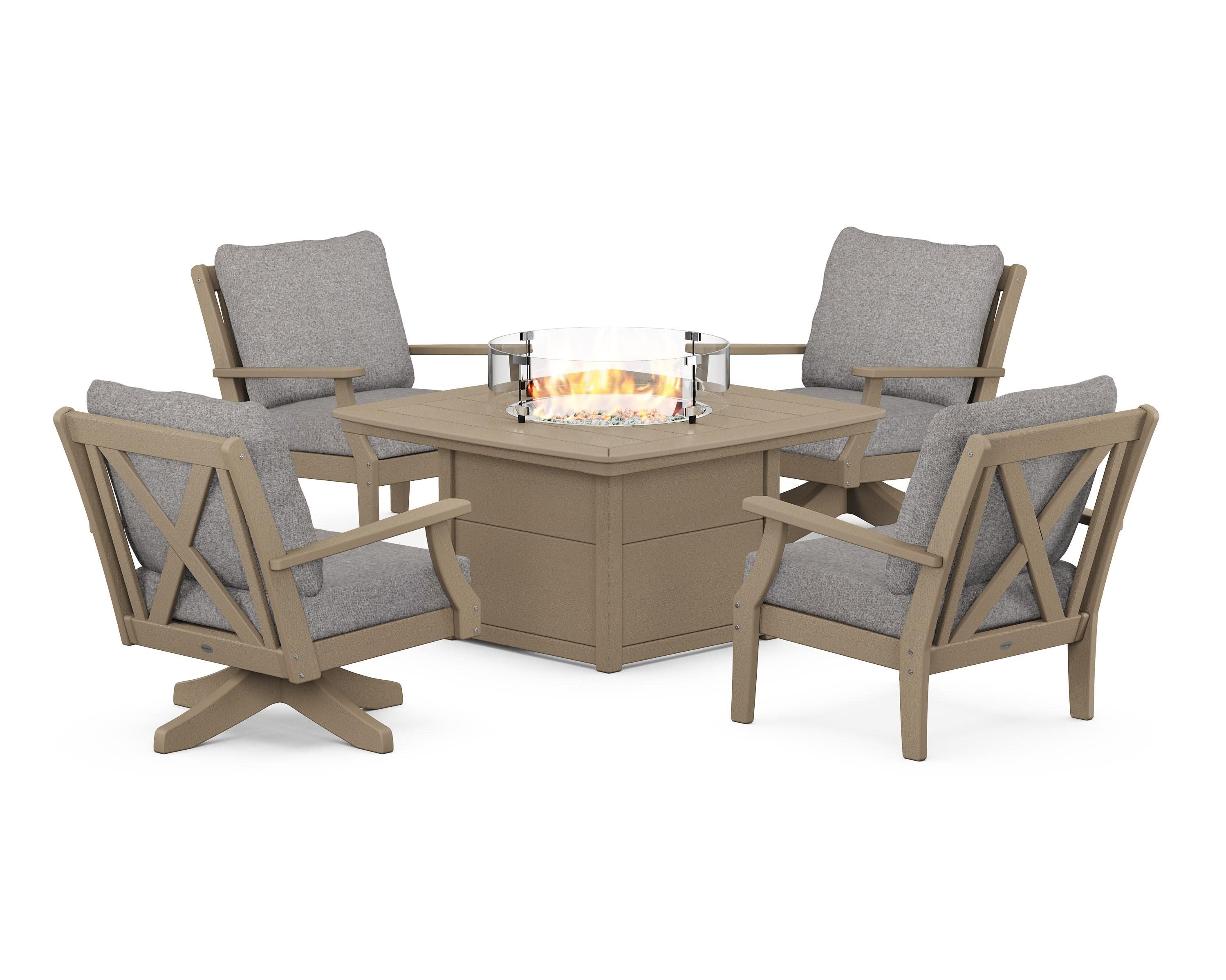 Braxton 5-Piece Deep Seating Set with Fire Table in Vintage Sahara / Grey Mist