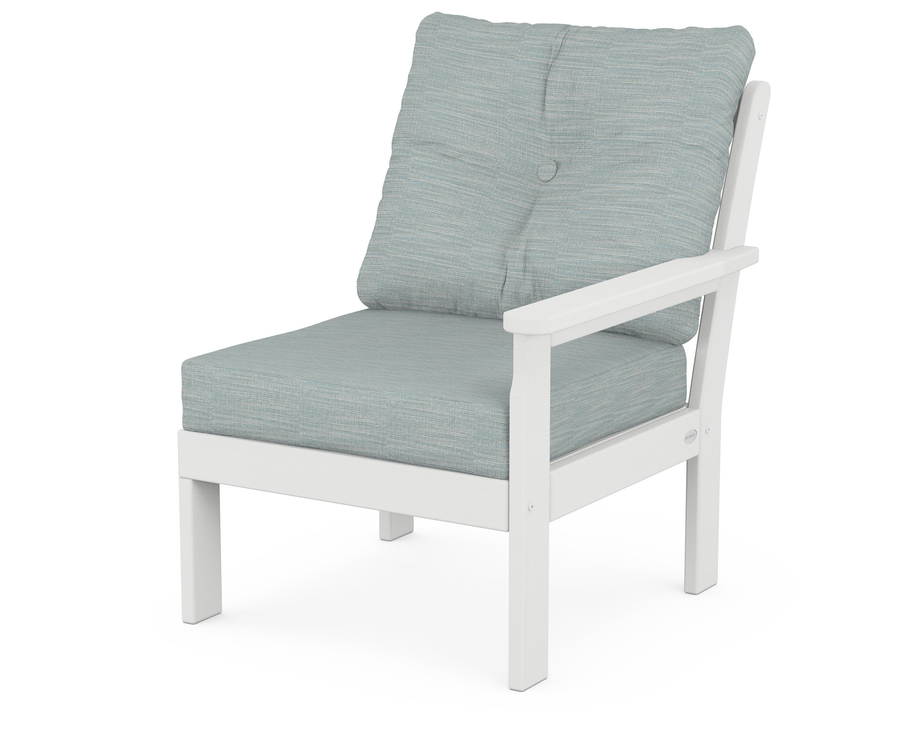 Vineyard Modular Right Arm Chair in White / Soothe Mist