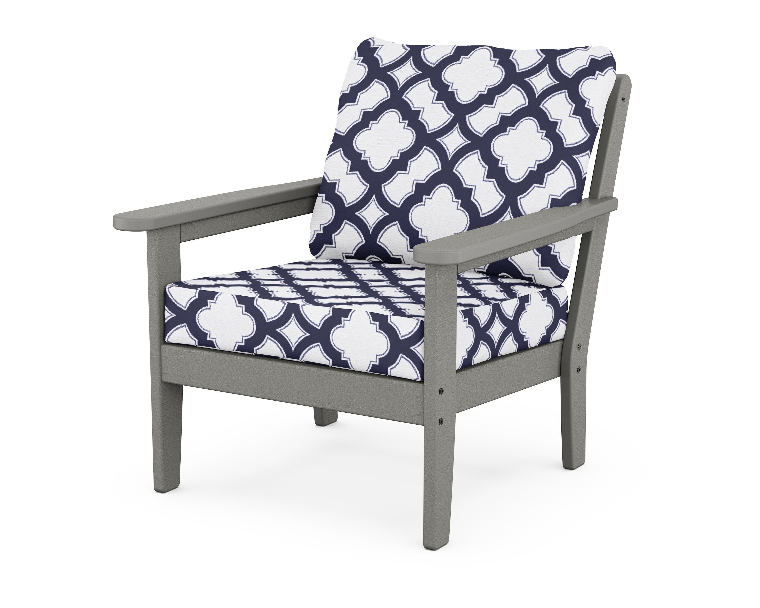 Cottage Deep Seating Chair in Slate Grey / Trellis Navy