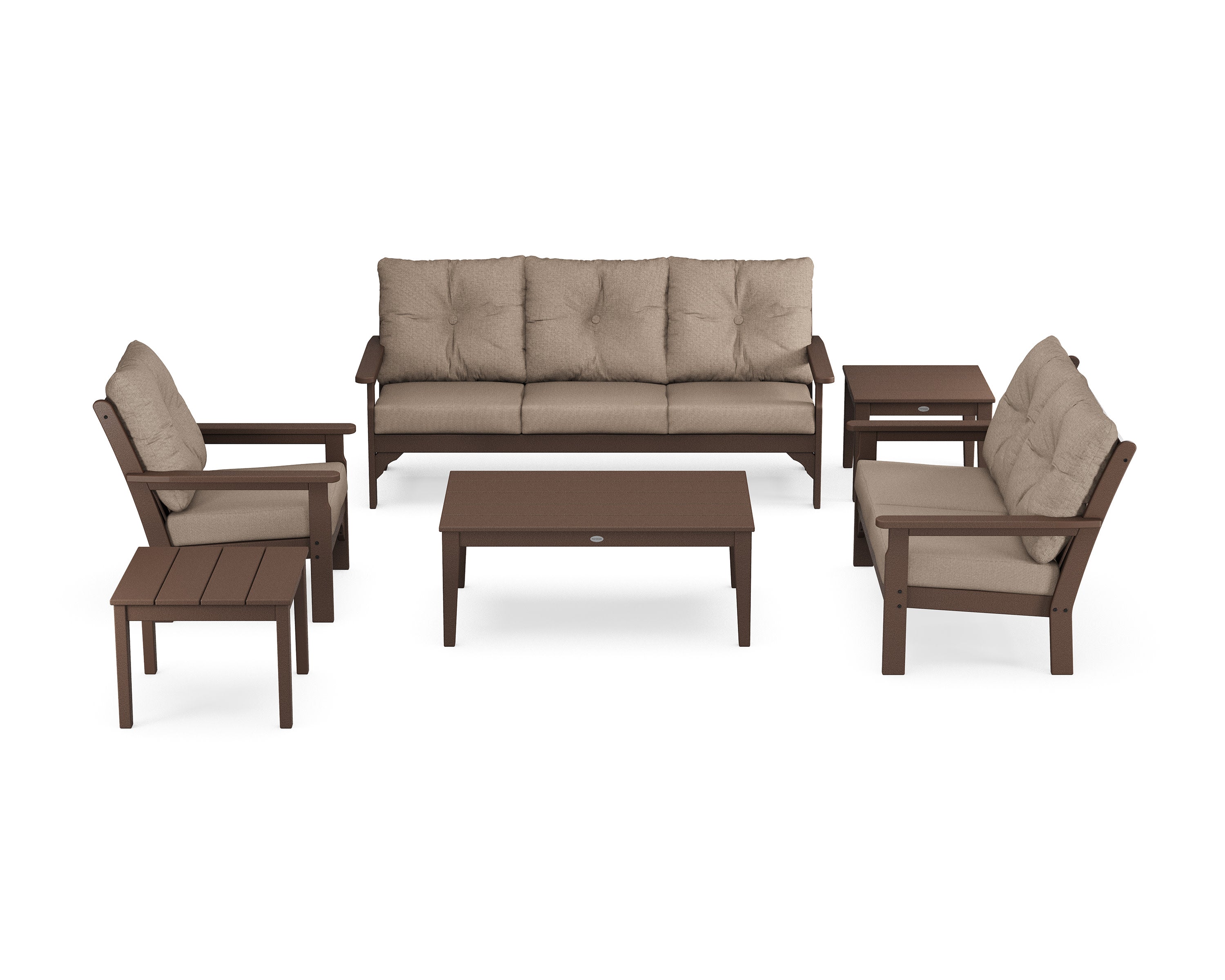 Vineyard 6-Piece Deep Seating Set in Mahogany / Spiced Burlap