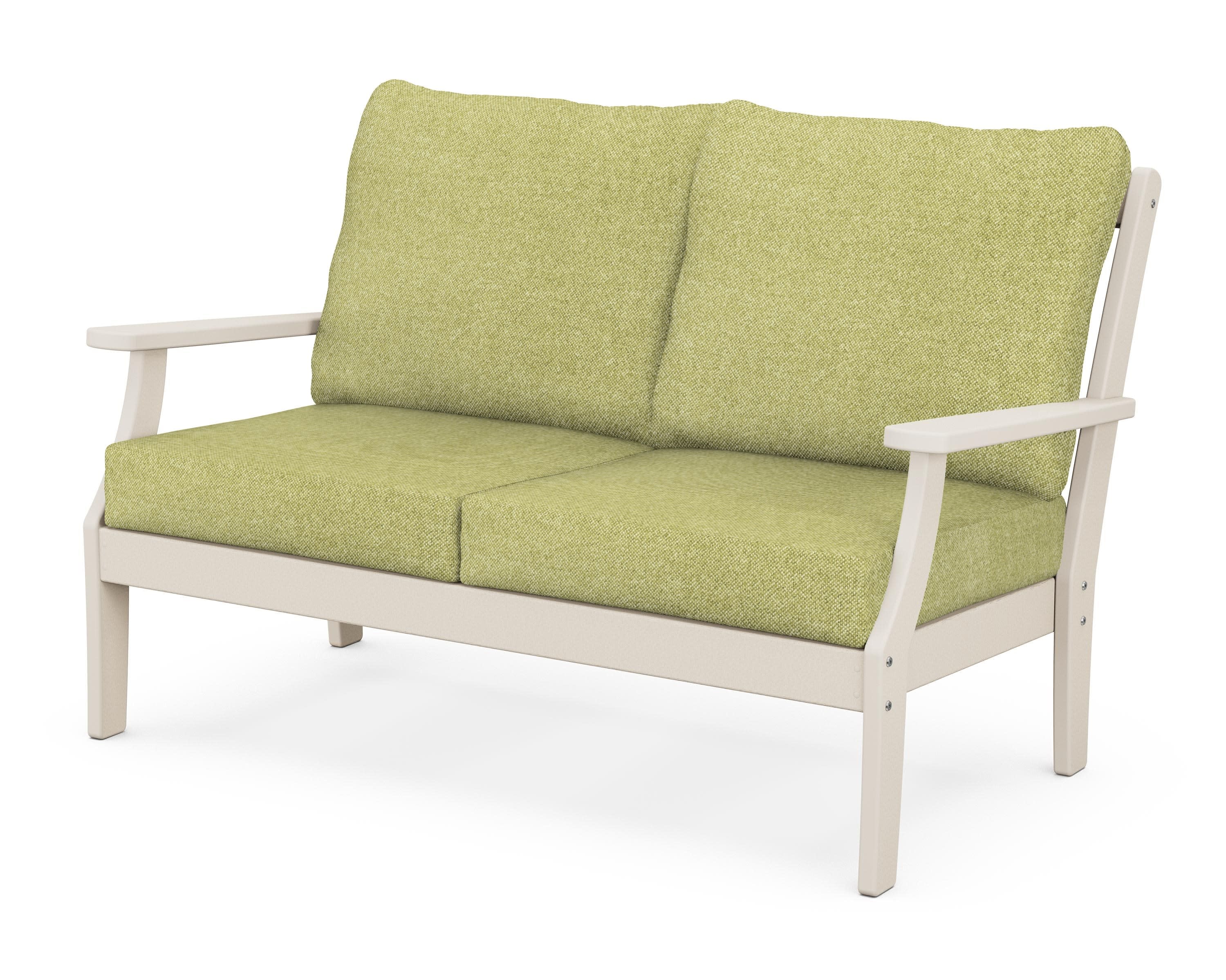 Braxton Deep Seating Loveseat in Sand / Chartreuse Boucle
