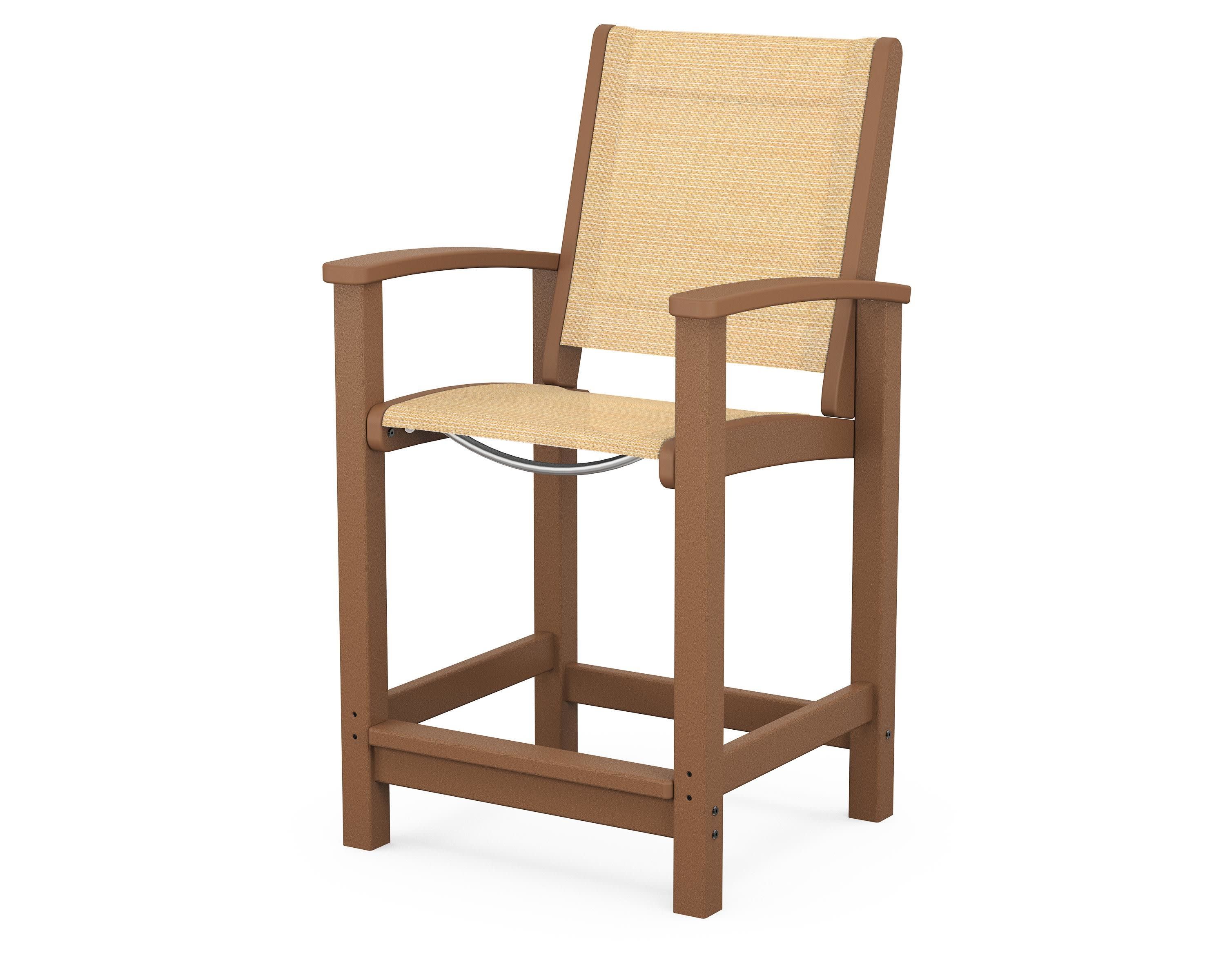 Coastal Counter Chair in Teak / Dupioni Apricot Sling