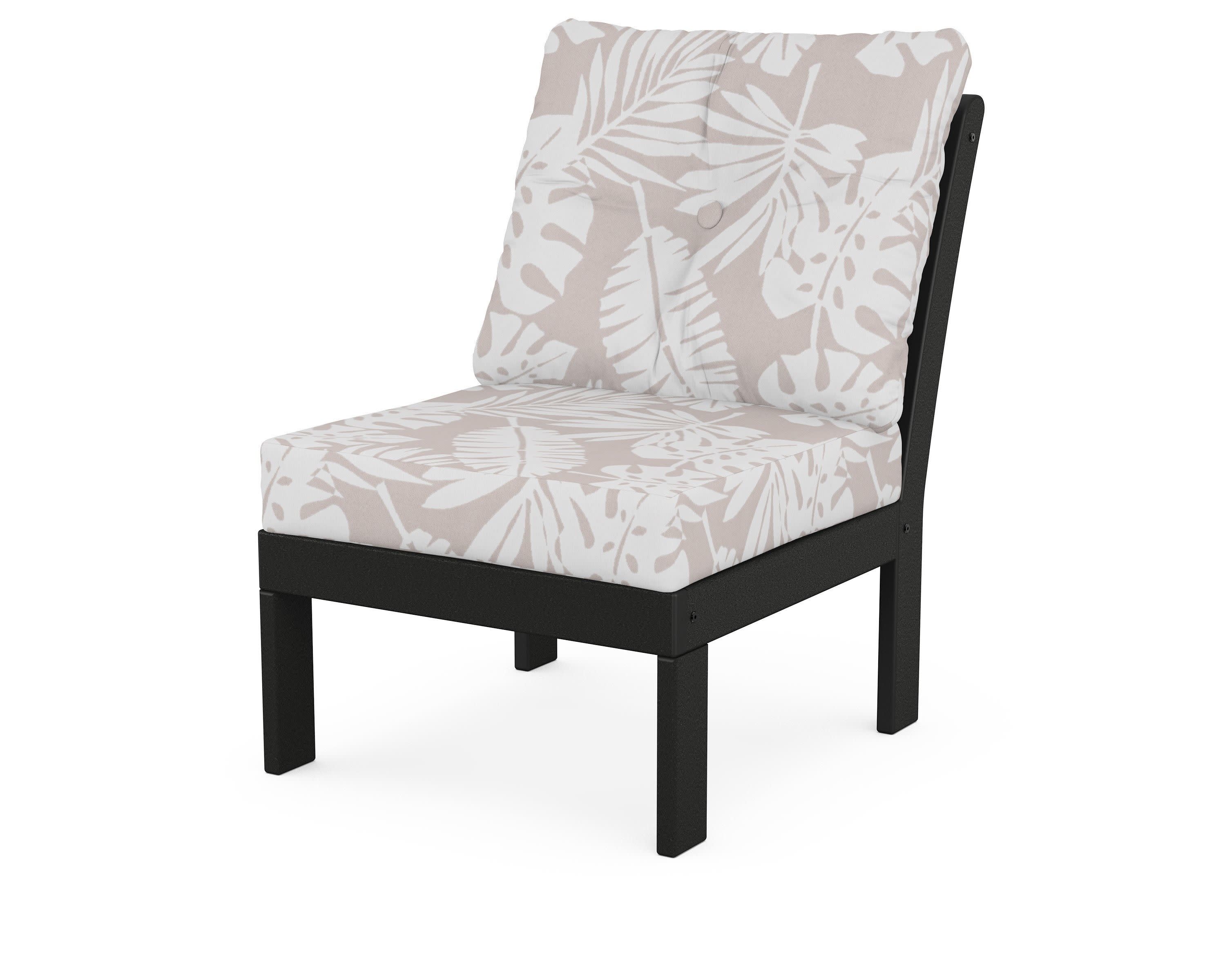 Vineyard Modular Armless Chair in Black / Leaf Dune Burlap