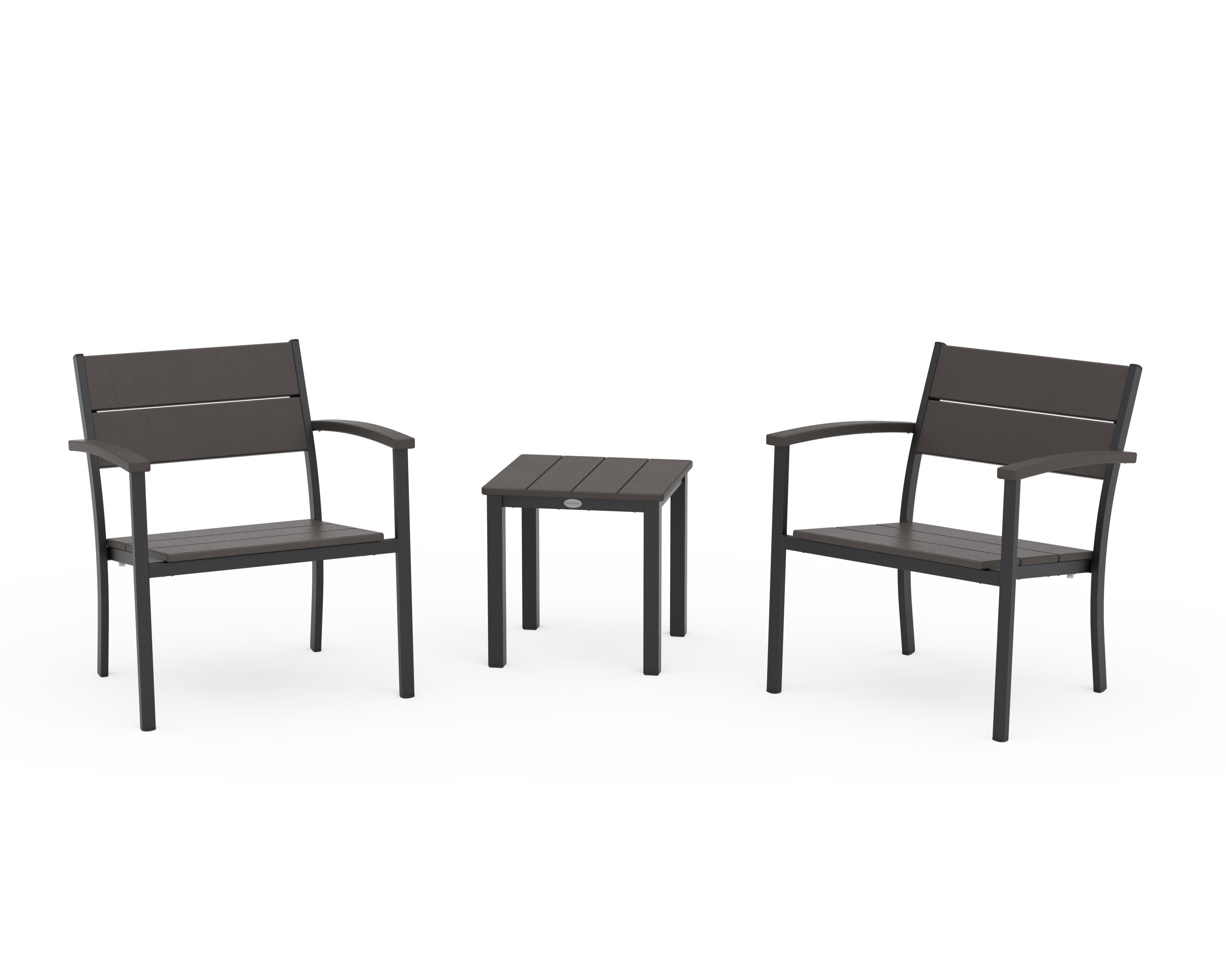 Main Street 3-Piece Lounge Chair Set in Black / Vintage Coffee