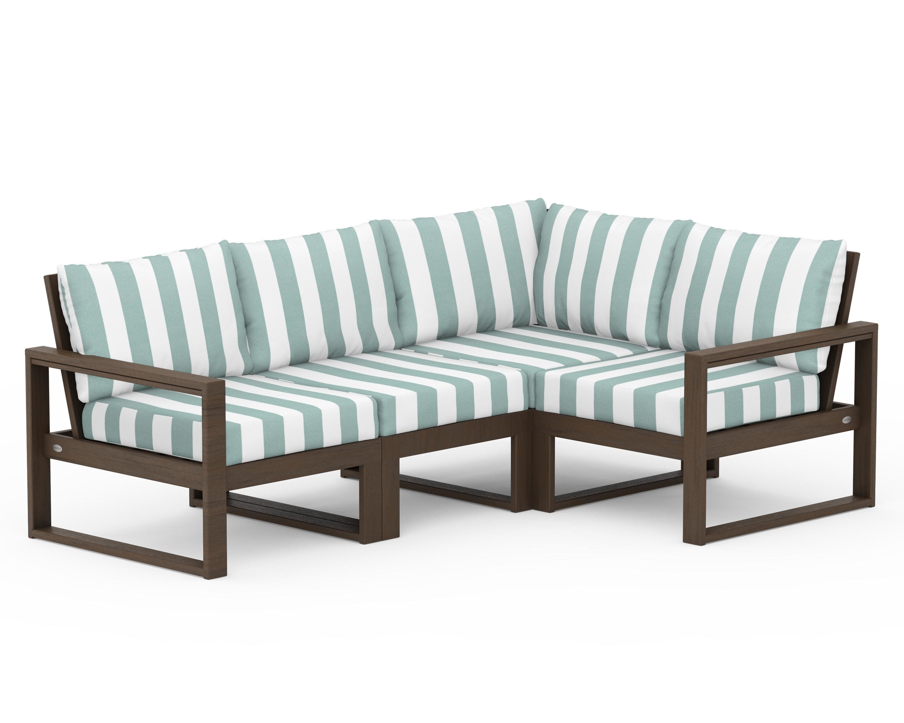EDGE 4-Piece Modular Deep Seating Set in Kona / Cabana Stripe Glacier Spa
