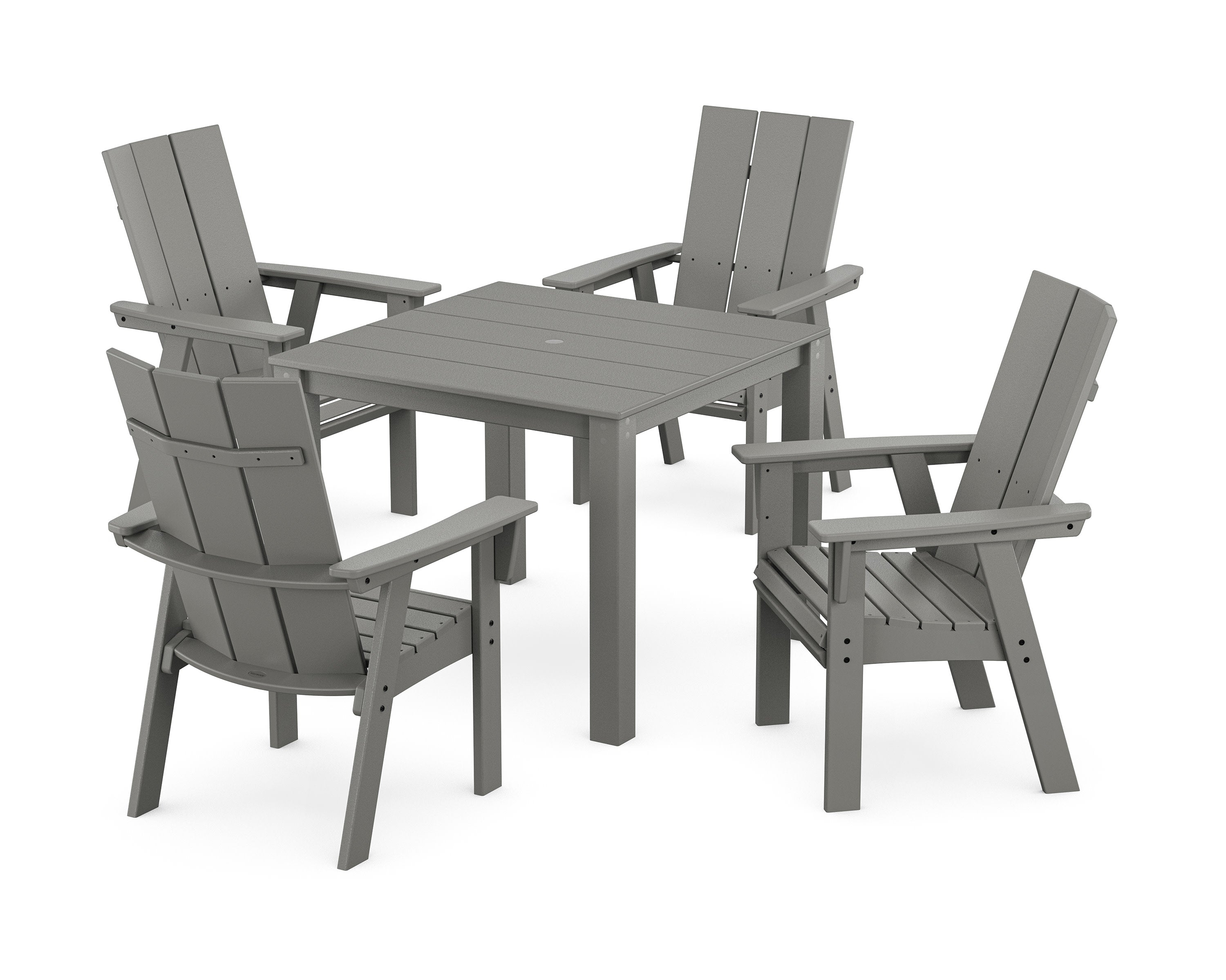 Modern Curveback Adirondack 5-Piece Parsons Dining Set in Slate Grey