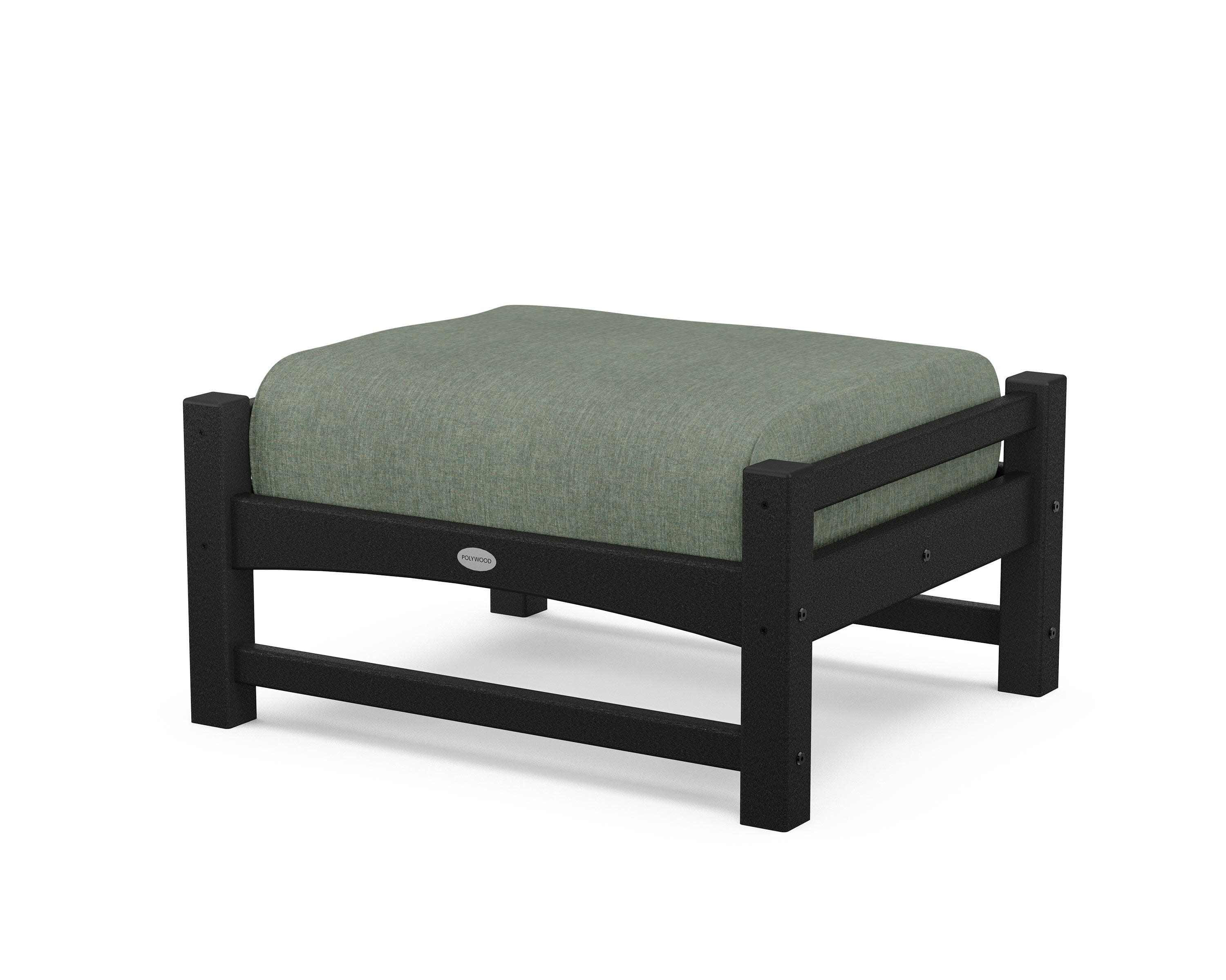 Club Ottoman in Black / Cast Sage