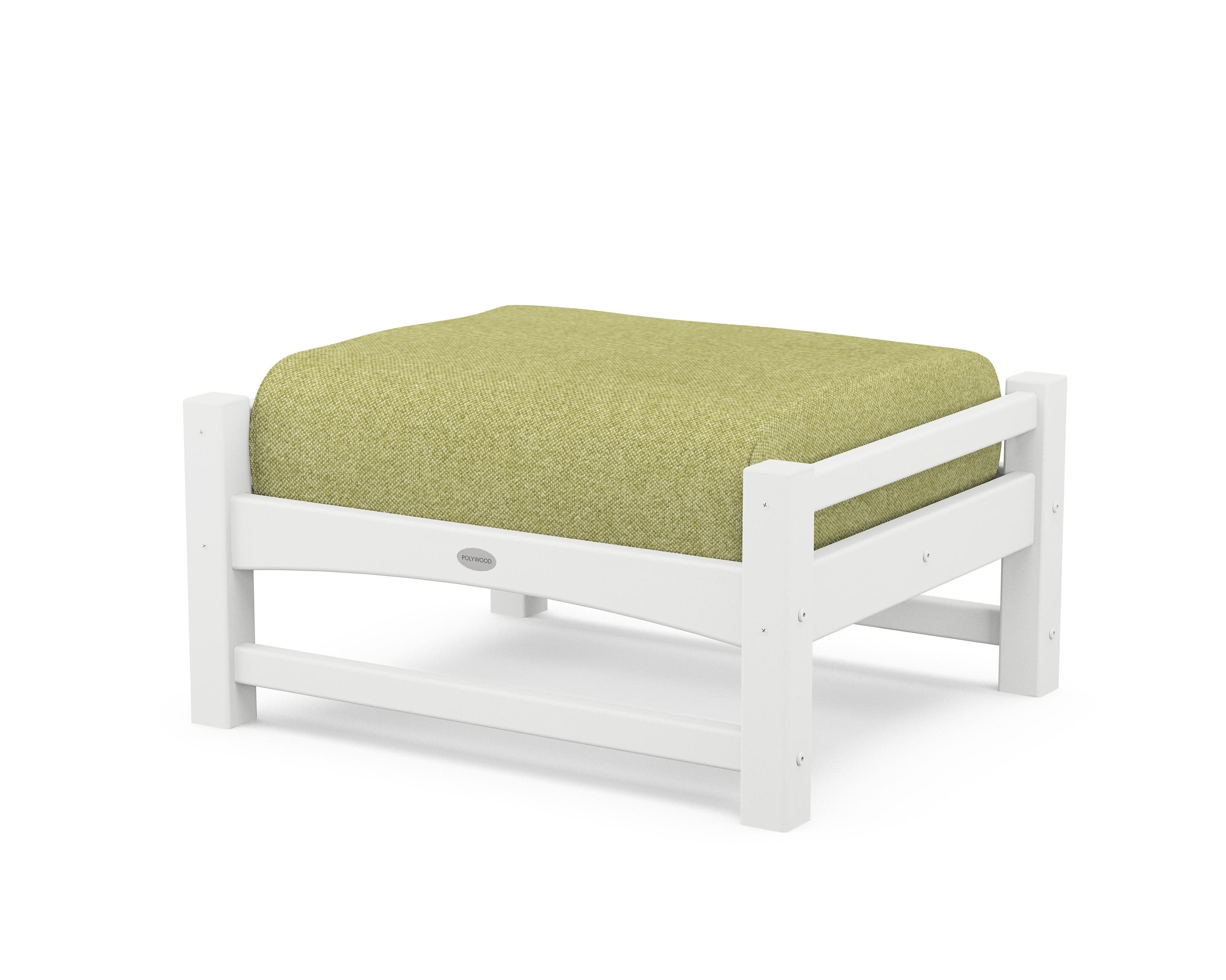 Club Ottoman in White / Chartreuse Boucle