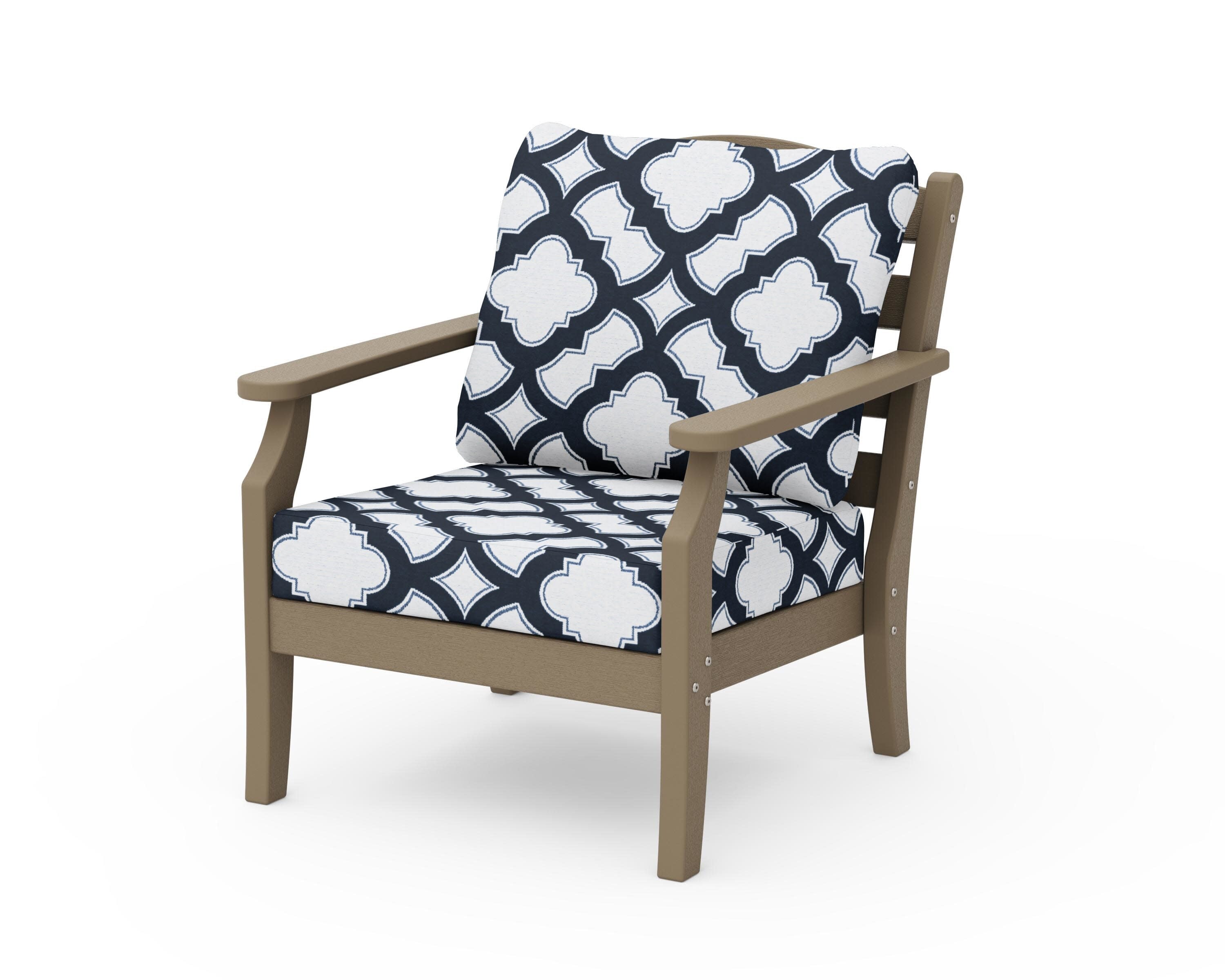 Savannah Deep Seating Chair in Vintage Sahara / Trellis Marine Indigo